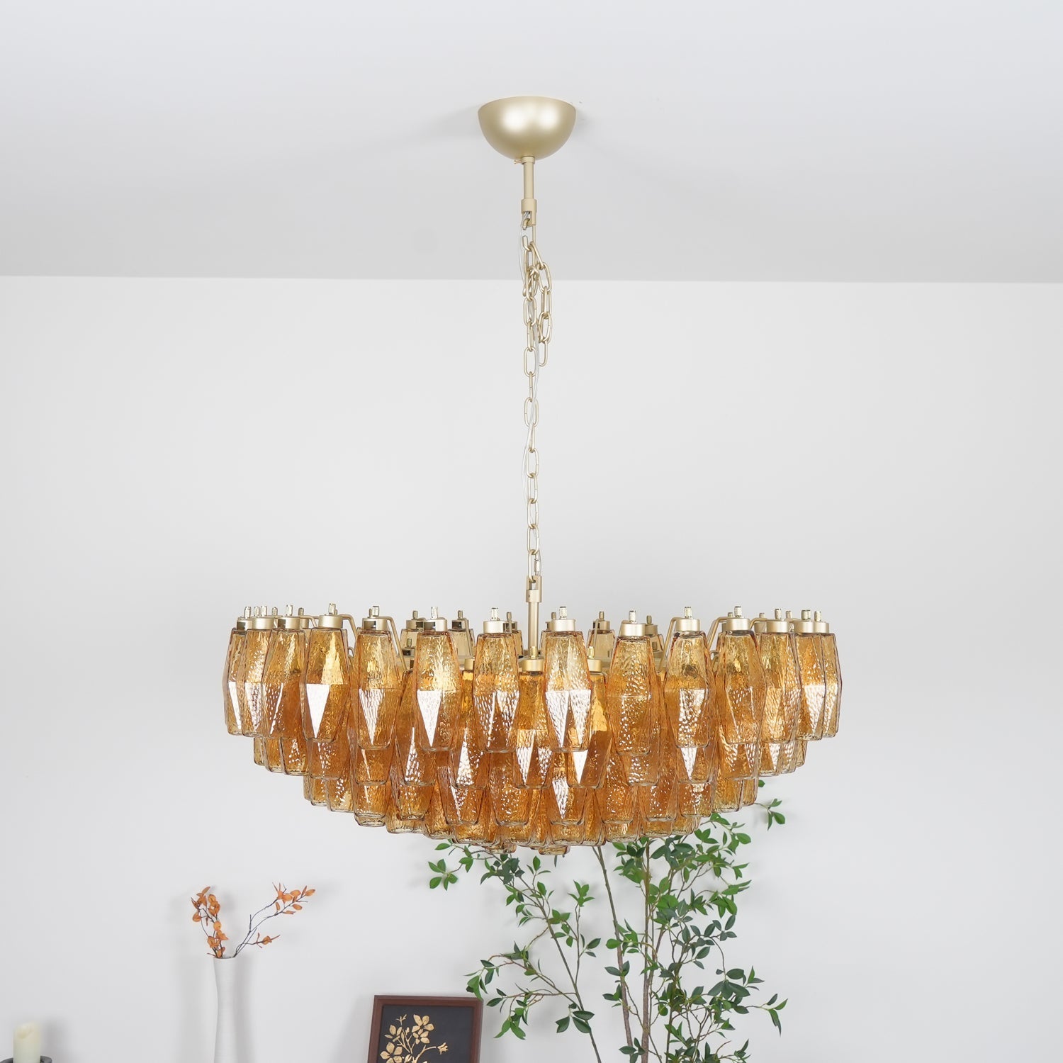 Vixor Chandelier Amber Layered Oval-Neutral Decor