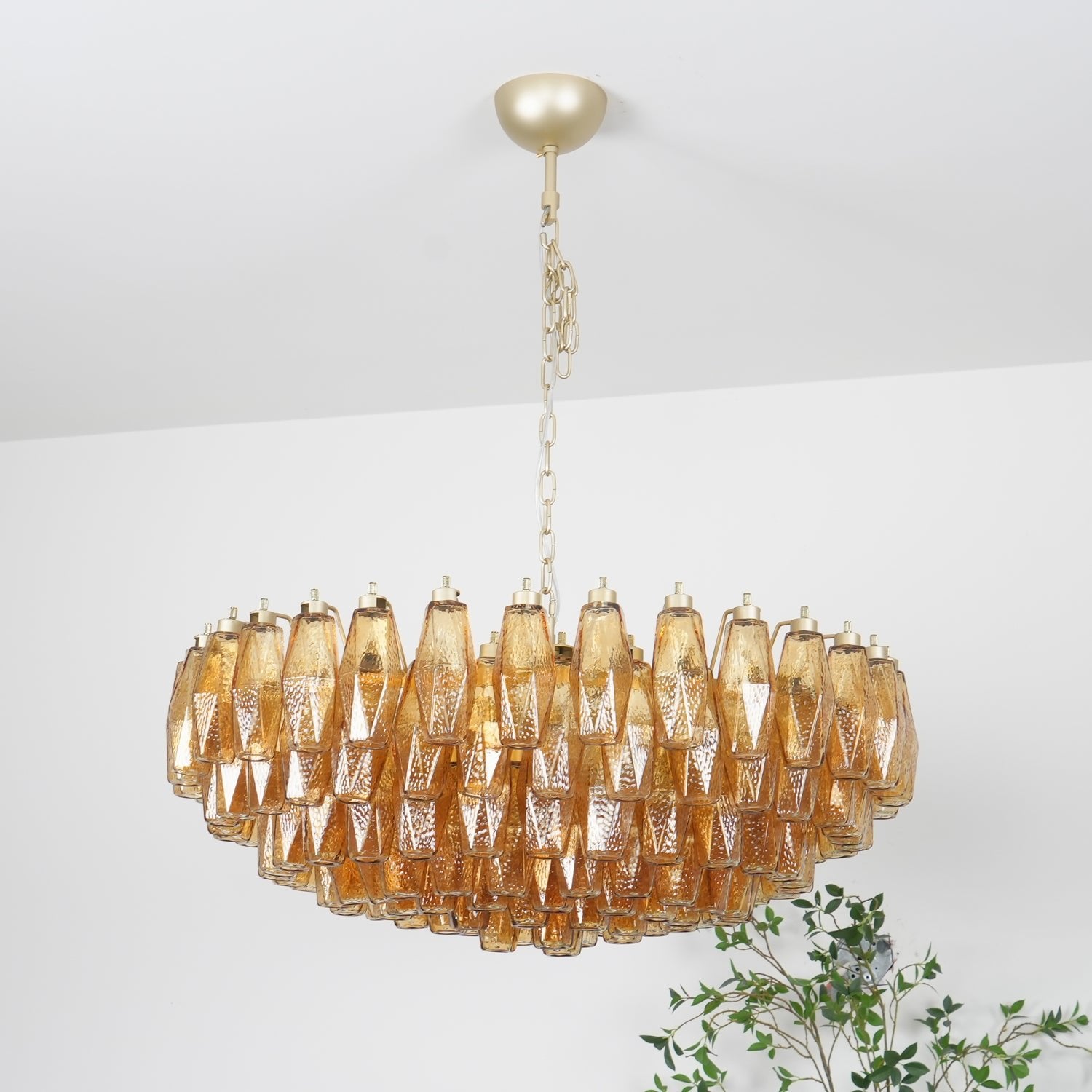Vixor Chandelier Amber Layered Oval-Neutral Decor
