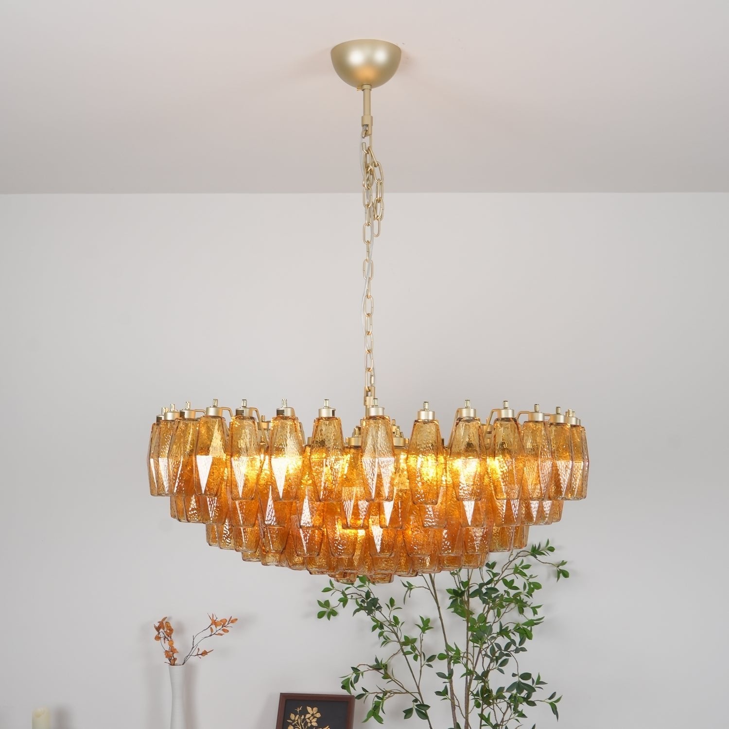 Vixor Chandelier Amber Layered Oval-Neutral Decor