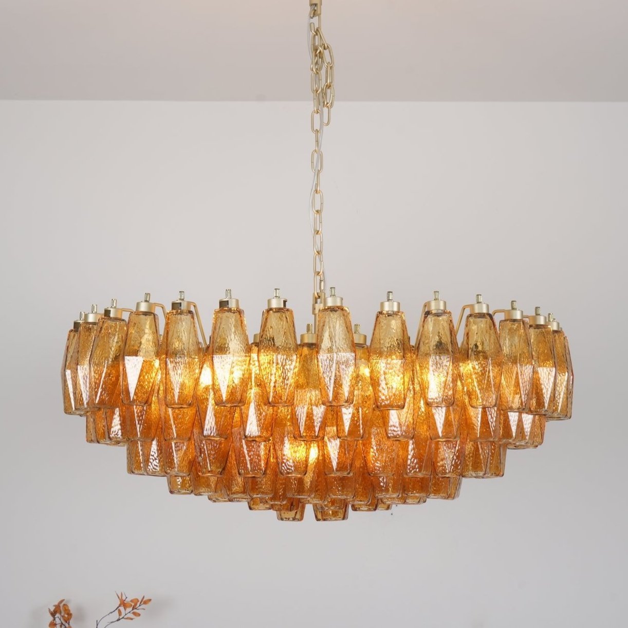 Vixor Chandelier Amber Layered Oval-Neutral Decor