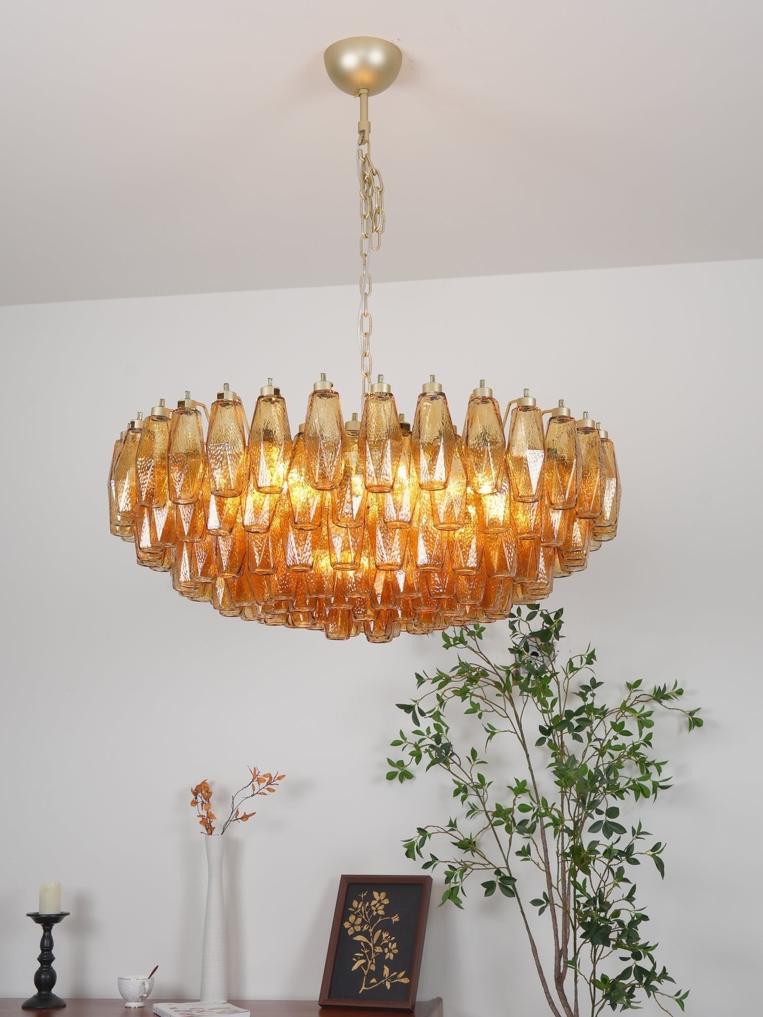 Vixor Chandelier Amber Layered Oval-Neutral Decor