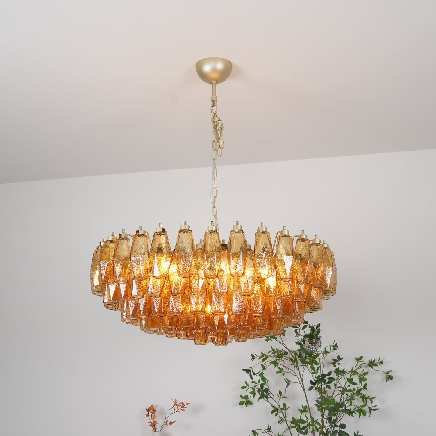 Vixor Chandelier Amber Layered Oval-Neutral Decor