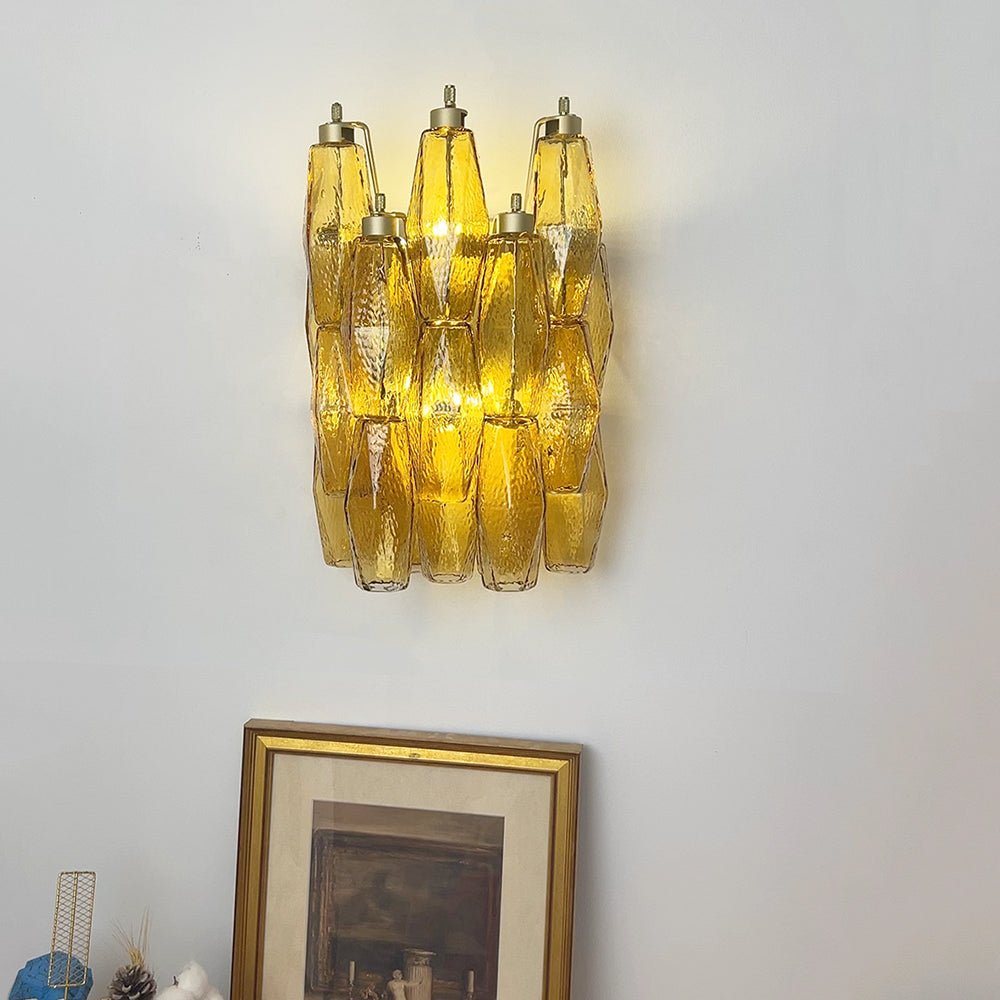 Aurora Wall Lamp Amber Rhombus Glass Geometric Murano Warmth-Neutral Decor