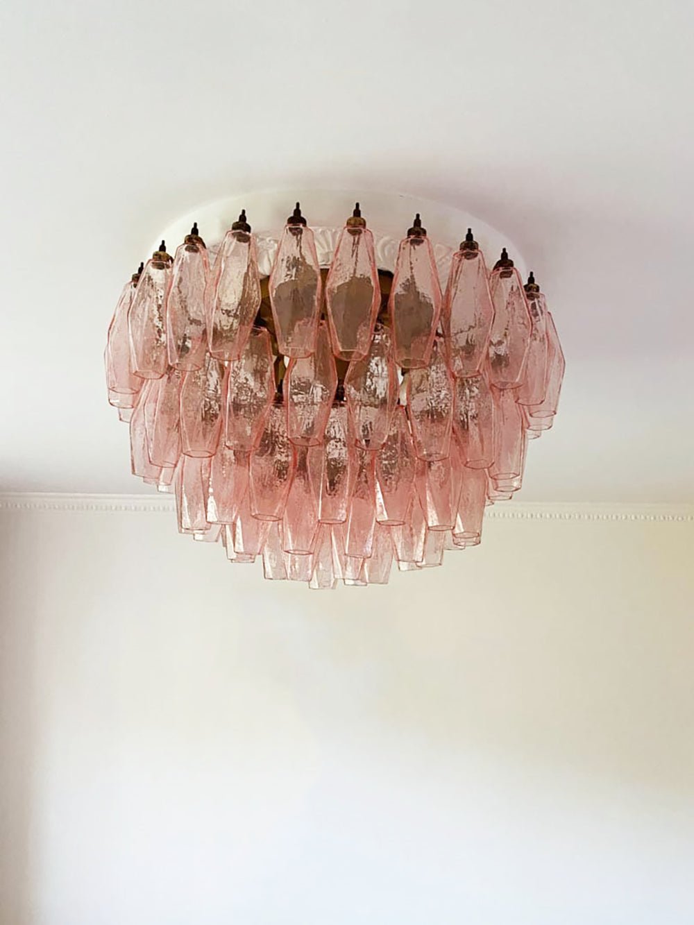 Evix Ceiling Lamp Pink Rhombus Glass Layered Vintage Elegance-Neutral Decor