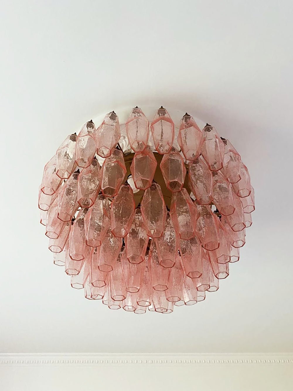 Evix Ceiling Lamp Pink Rhombus Glass Layered Vintage Elegance-Neutral Decor