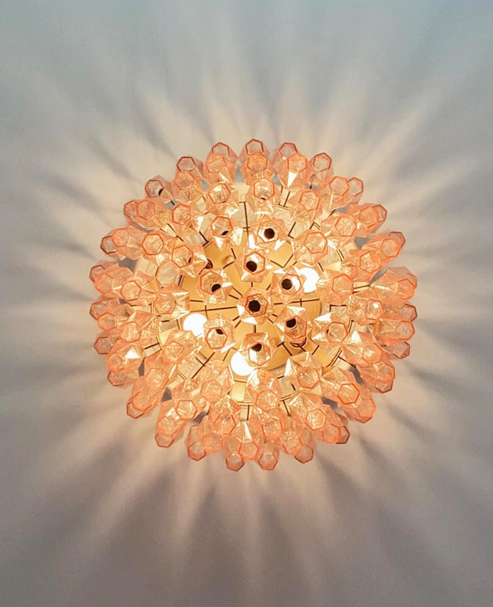 Evix Ceiling Lamp Pink Rhombus Glass Layered Vintage Elegance-Neutral Decor