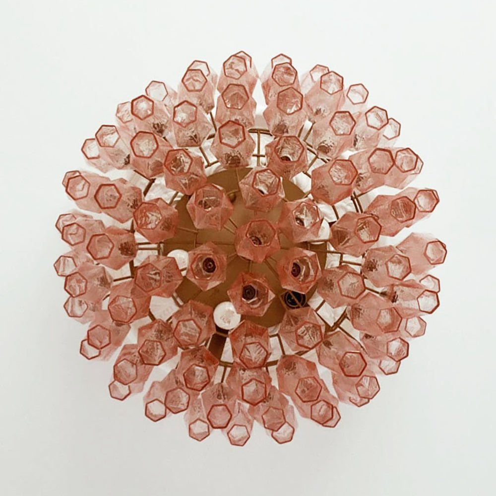 Evix Ceiling Lamp Pink Rhombus Glass Layered Vintage Elegance-Neutral Decor
