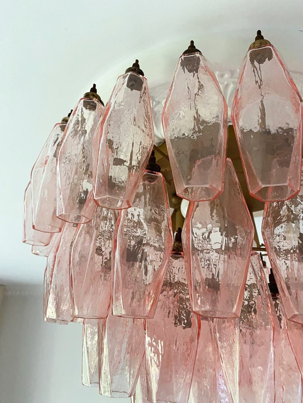 Evix Ceiling Lamp Pink Rhombus Glass Layered Vintage Elegance-Neutral Decor