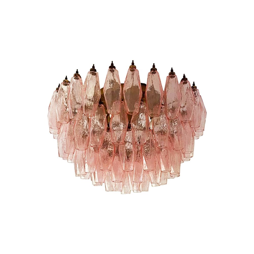 Aurora Ceiling Lamp Pink Rhombus Glass Layered Vintage Elegance-Neutral Decor