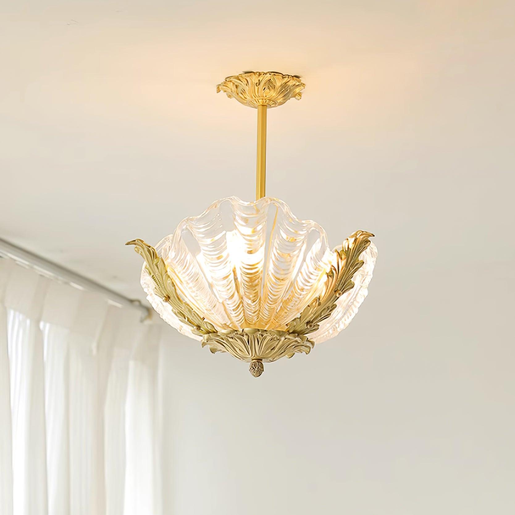 Murano Pendant Lamp Pink Shell Brass Baroque-Neutral Decor