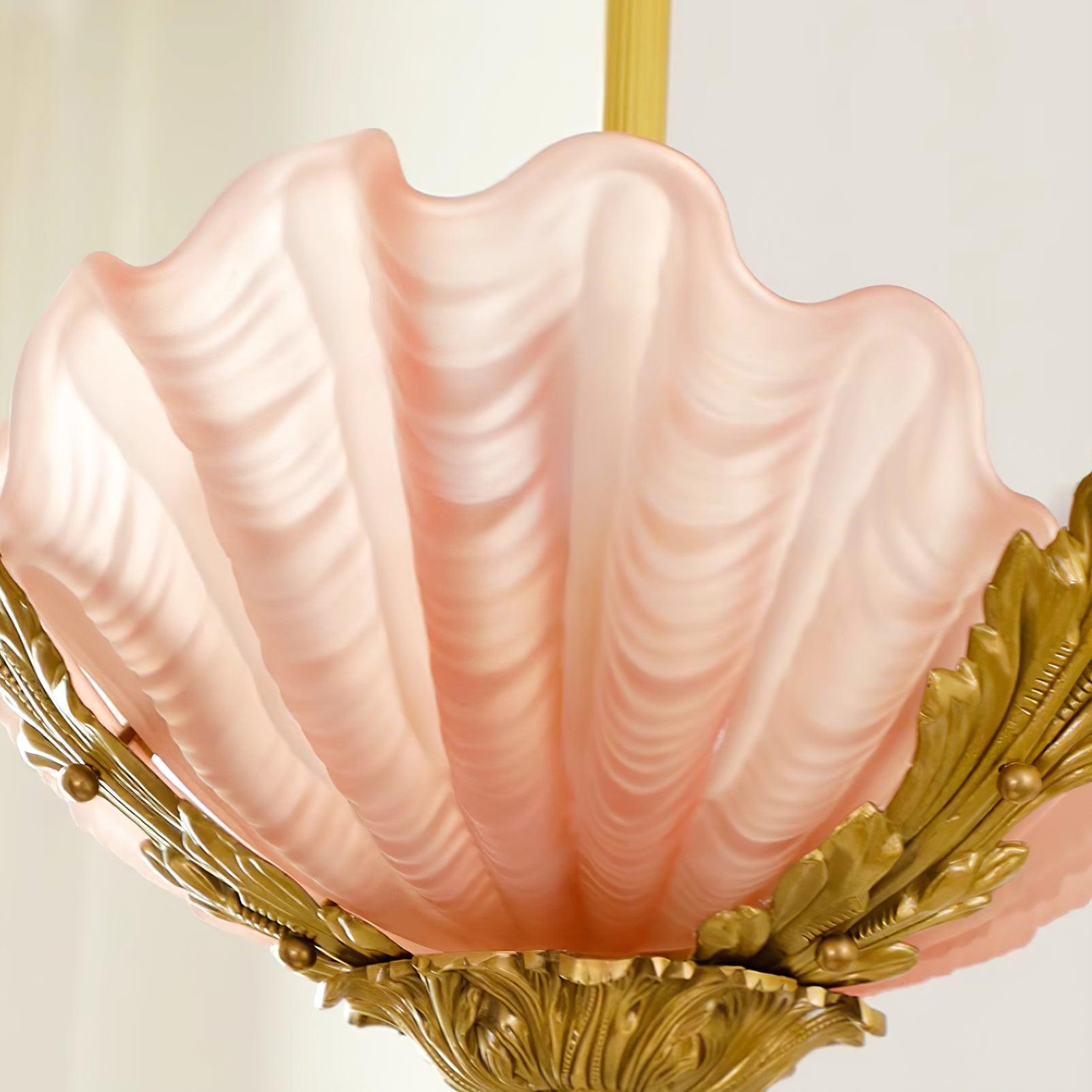 Murano Pendant Lamp Pink Shell Brass Baroque-Neutral Decor