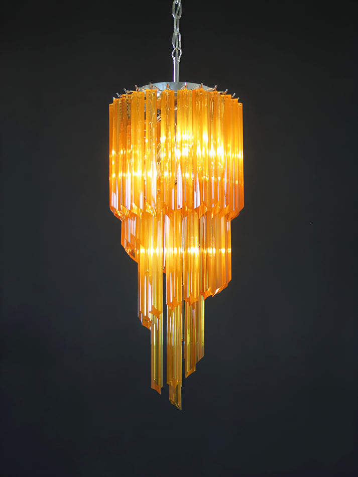 Aurora Chandelier Spiral Pink Prism Tiered-Neutral Decor