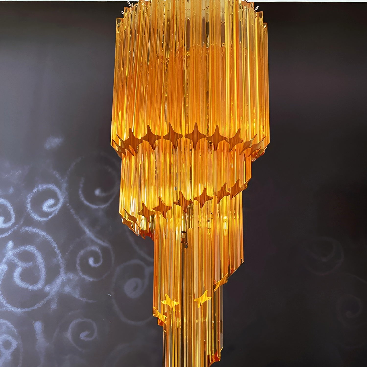 Aurora Chandelier Spiral Pink Prism Tiered-Neutral Decor