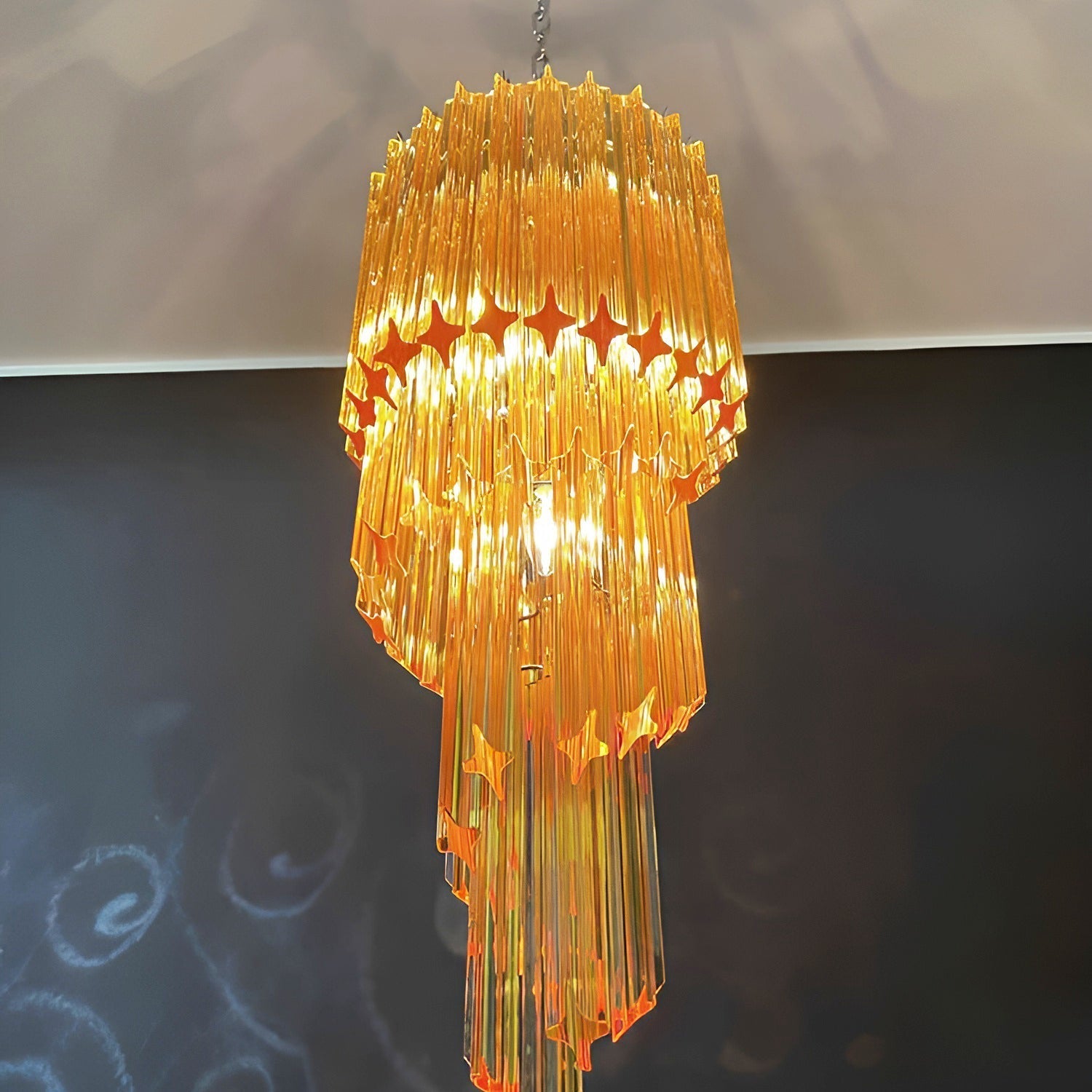 Aurora Chandelier Spiral Pink Prism Tiered-Neutral Decor