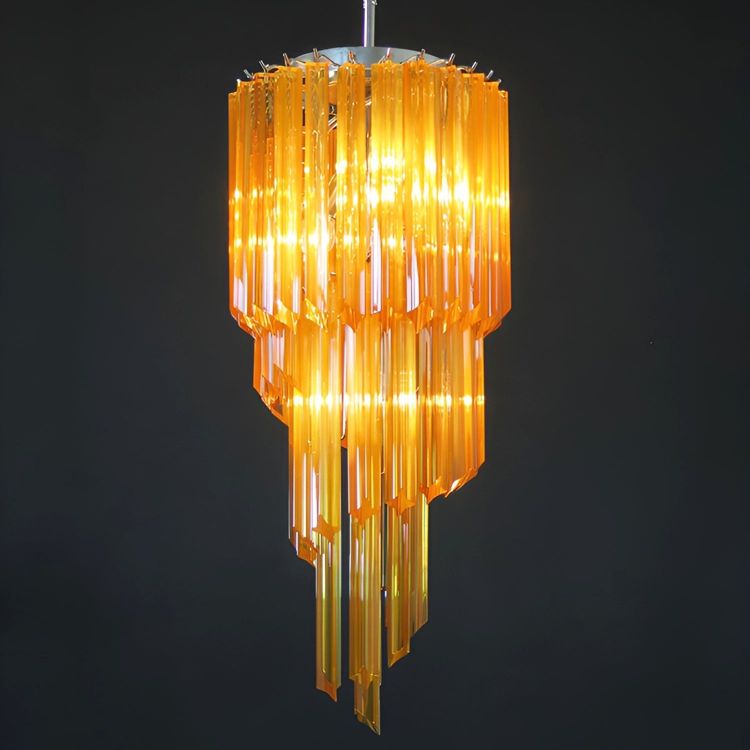Aurora Chandelier Spiral Pink Prism Tiered-Neutral Decor