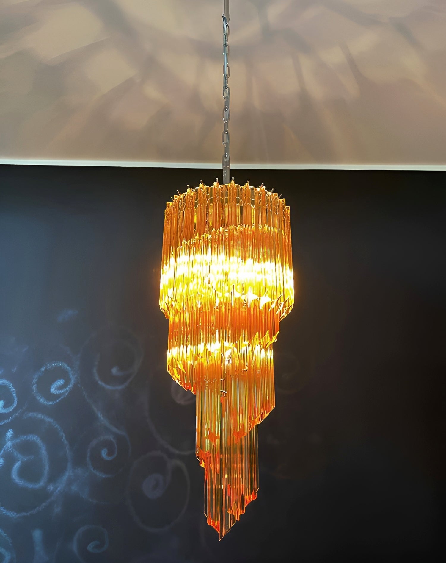 Aurora Chandelier Spiral Pink Prism Tiered-Neutral Decor