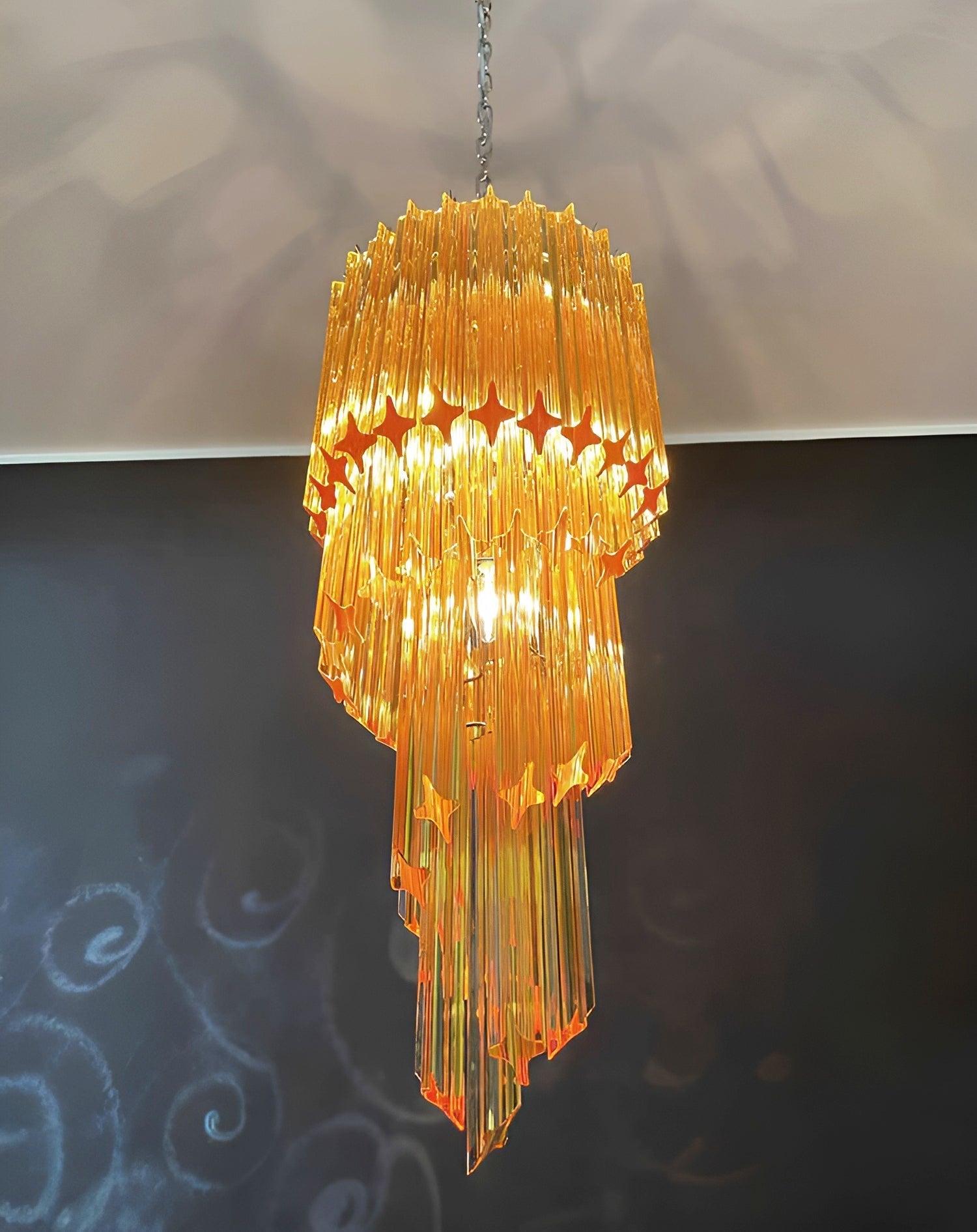 Aurora Chandelier Spiral Pink Prism Tiered-Neutral Decor