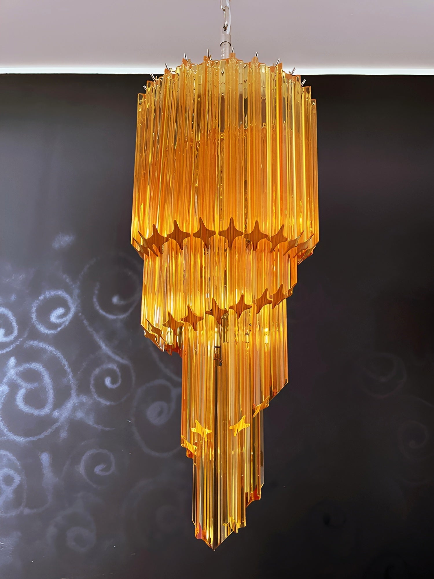 Aurora Chandelier Spiral Pink Prism Tiered-Neutral Decor