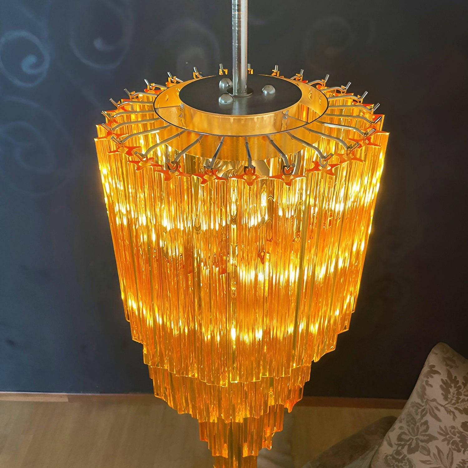 Aurora Chandelier Spiral Pink Prism Tiered-Neutral Decor