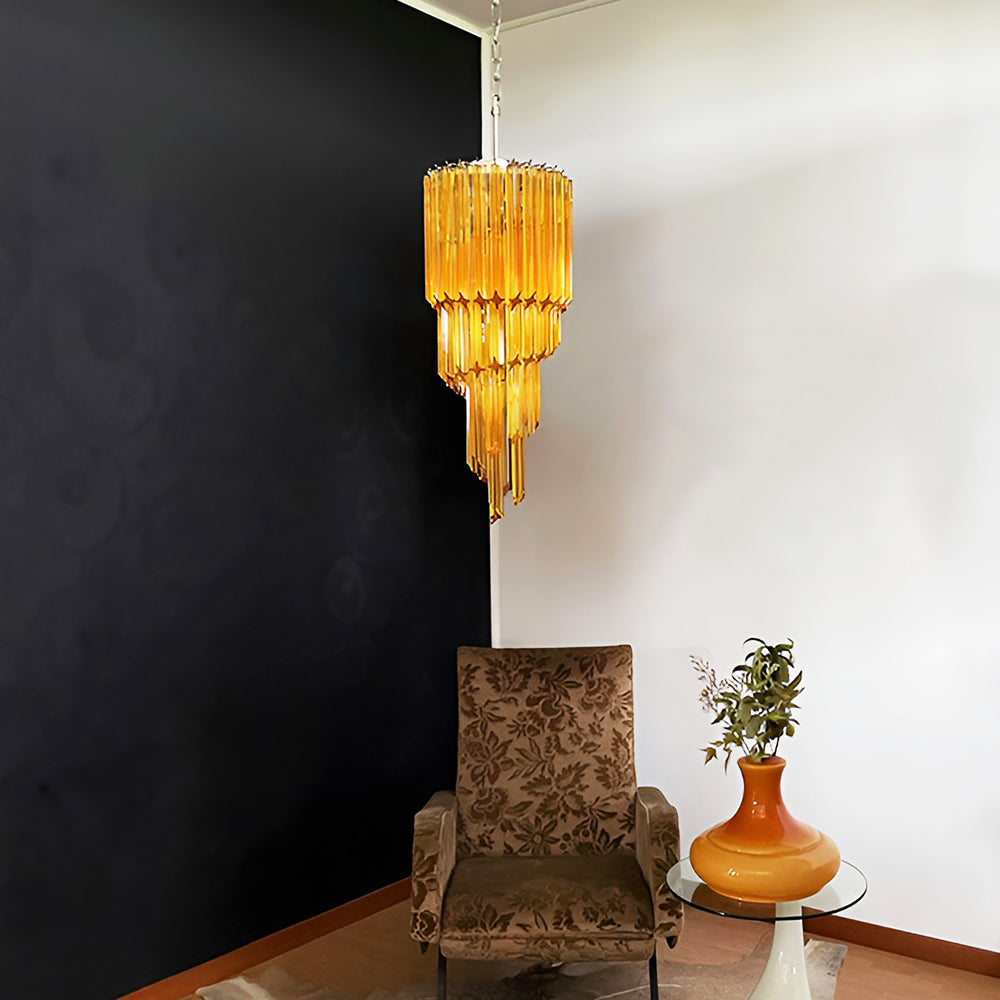 Aurora Chandelier Spiral Pink Prism Tiered-Neutral Decor