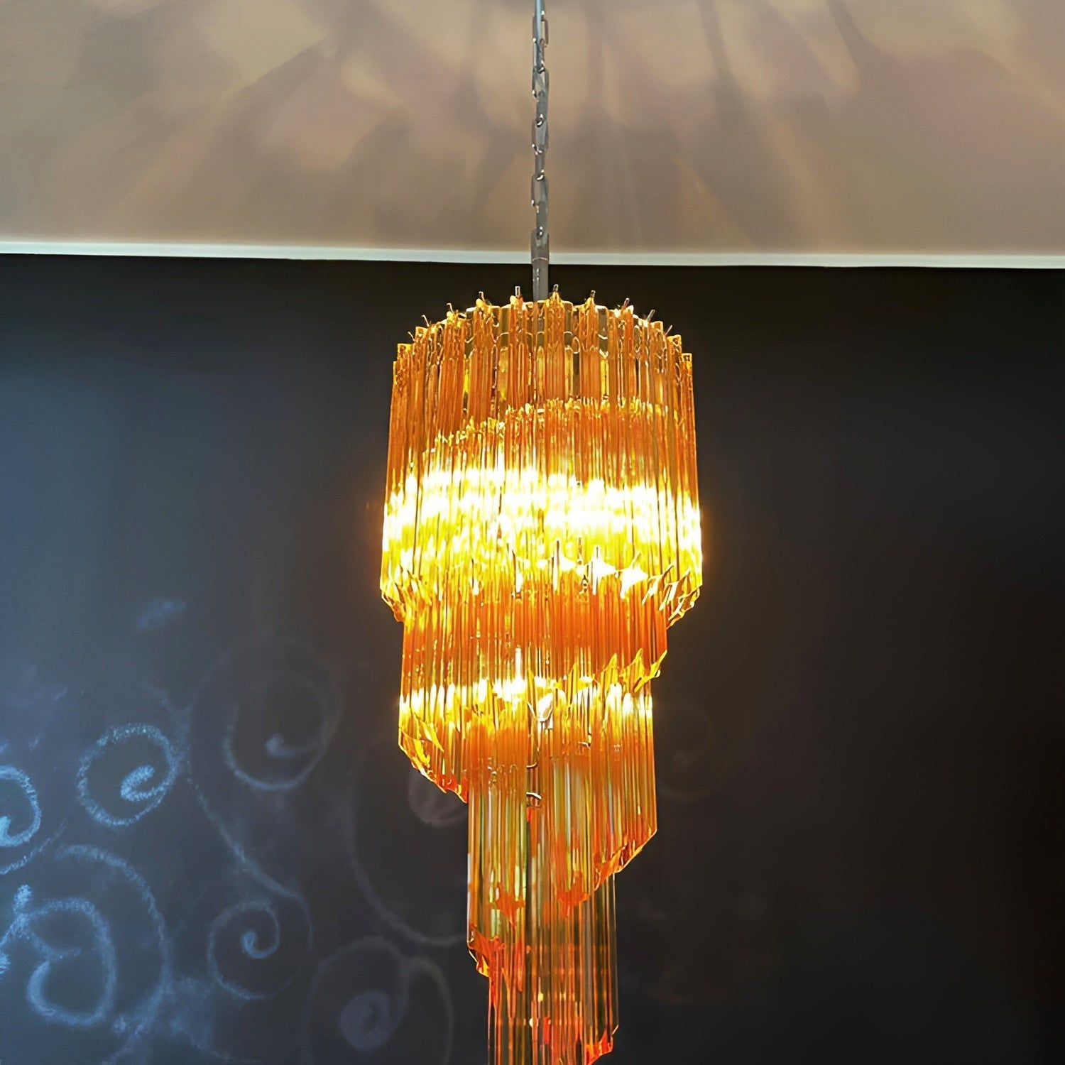 Aurora Chandelier Spiral Pink Prism Tiered-Neutral Decor