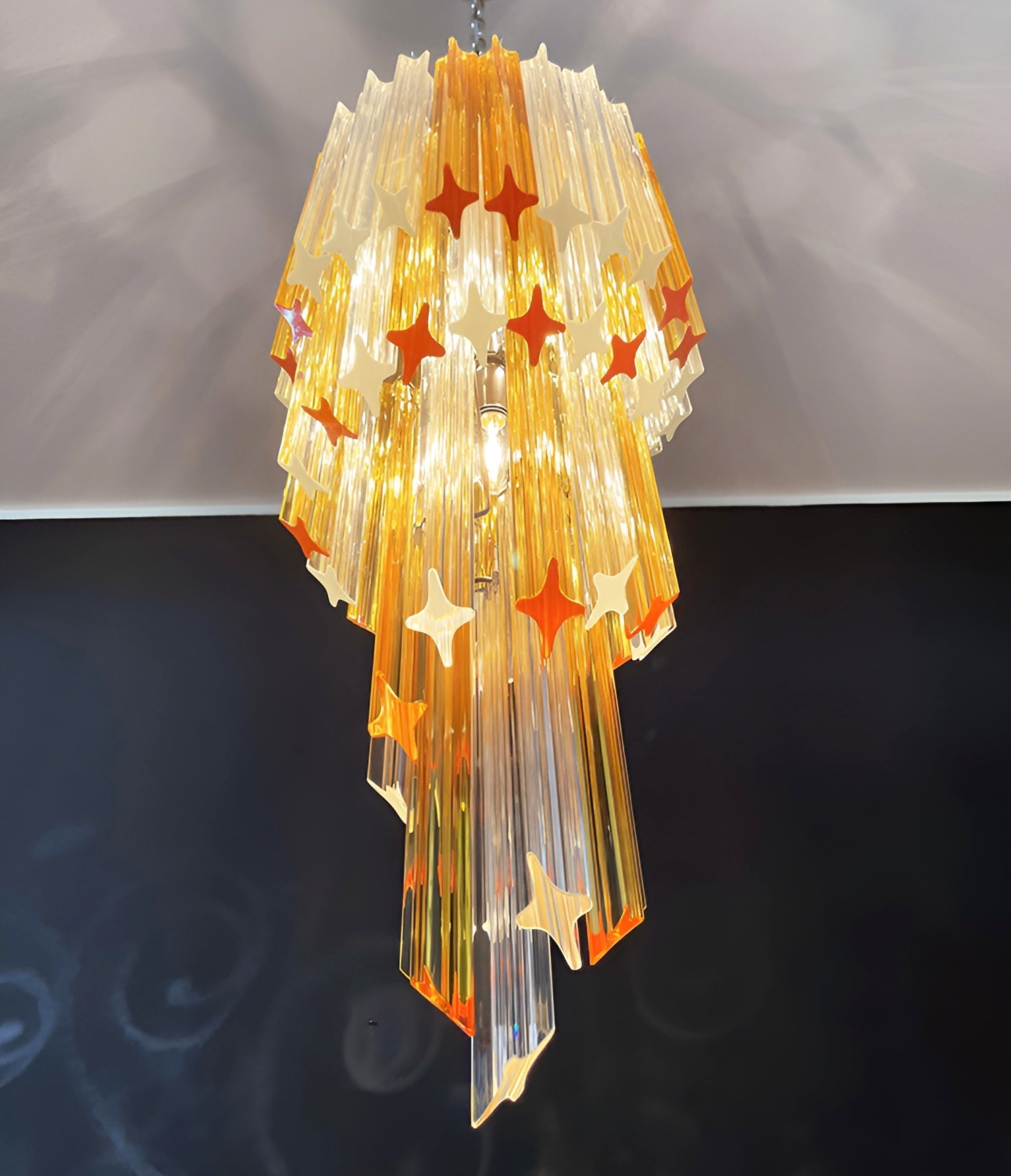 Aurora Chandelier Spiral Pink Prism Tiered-Neutral Decor