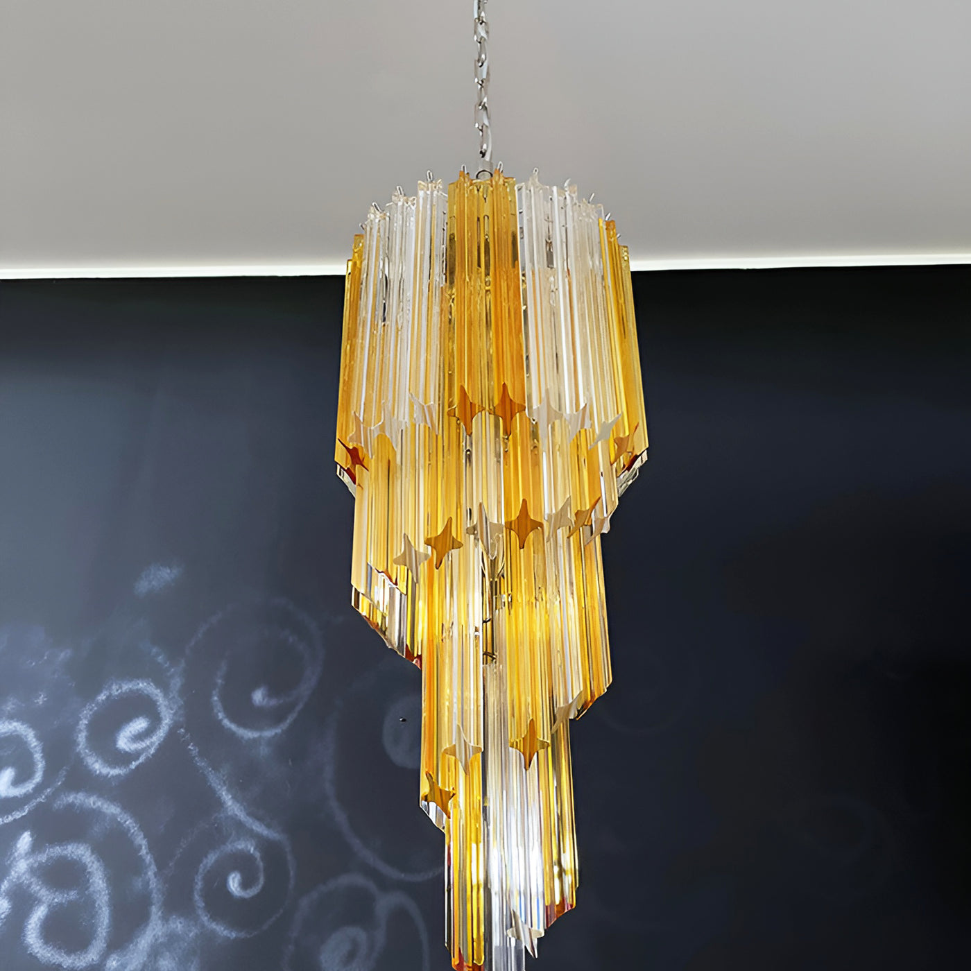 Aurora Chandelier Spiral Pink Prism Tiered-Neutral Decor