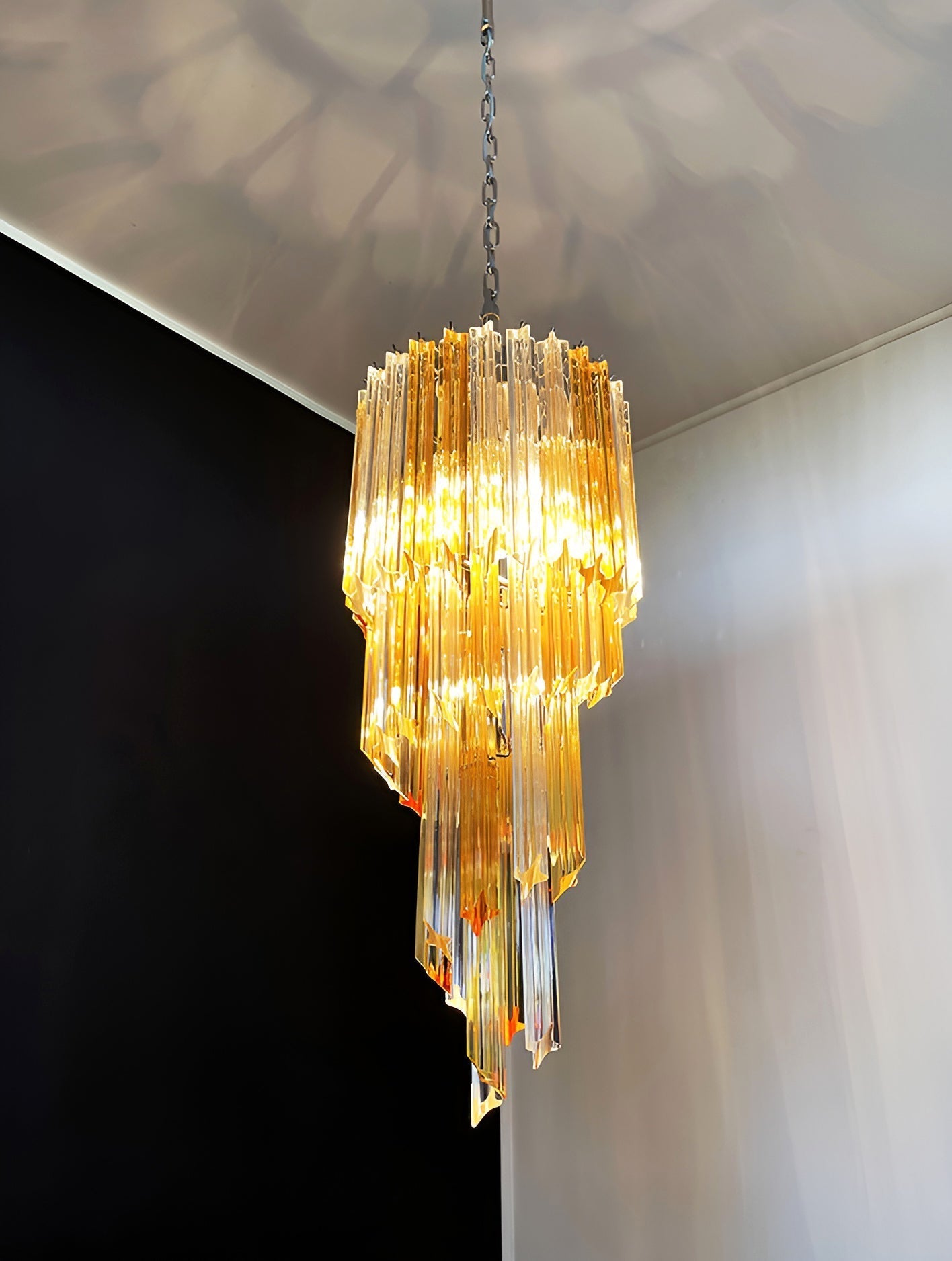 Aurora Chandelier Spiral Pink Prism Tiered-Neutral Decor