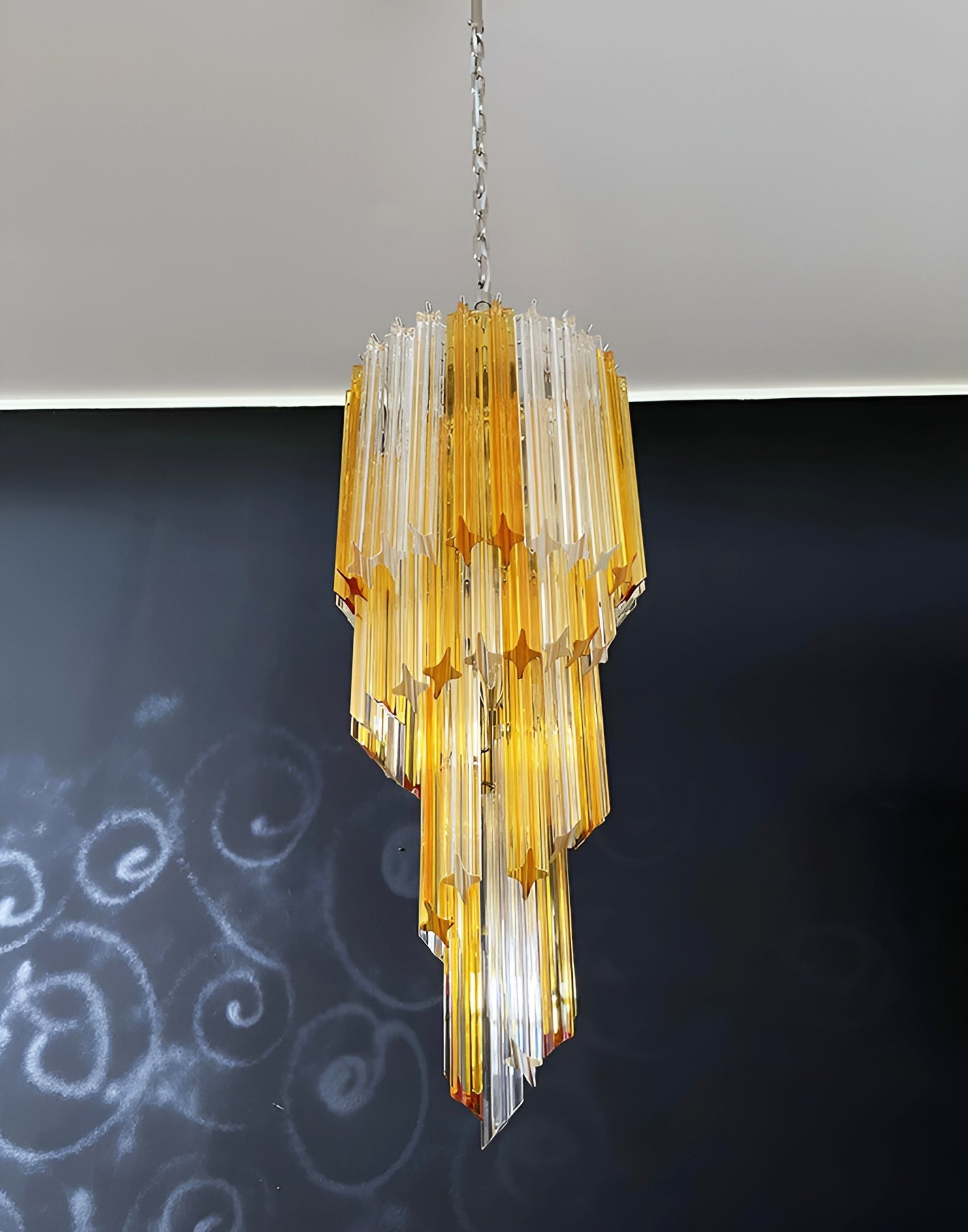 Aurora Chandelier Spiral Pink Prism Tiered-Neutral Decor