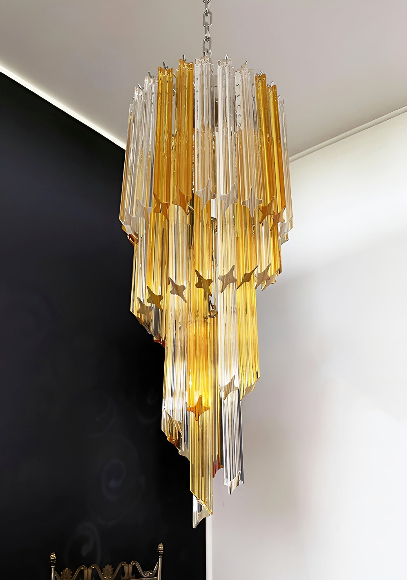 Aurora Chandelier Spiral Pink Prism Tiered-Neutral Decor