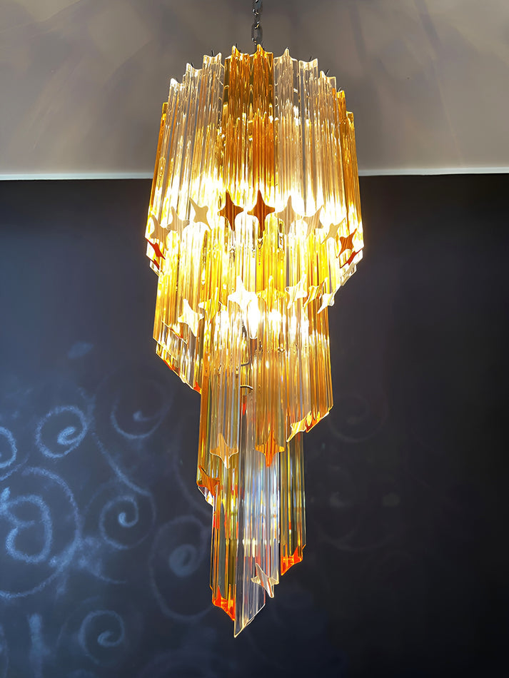 Aurora Chandelier Spiral Pink Prism Tiered-Neutral Decor