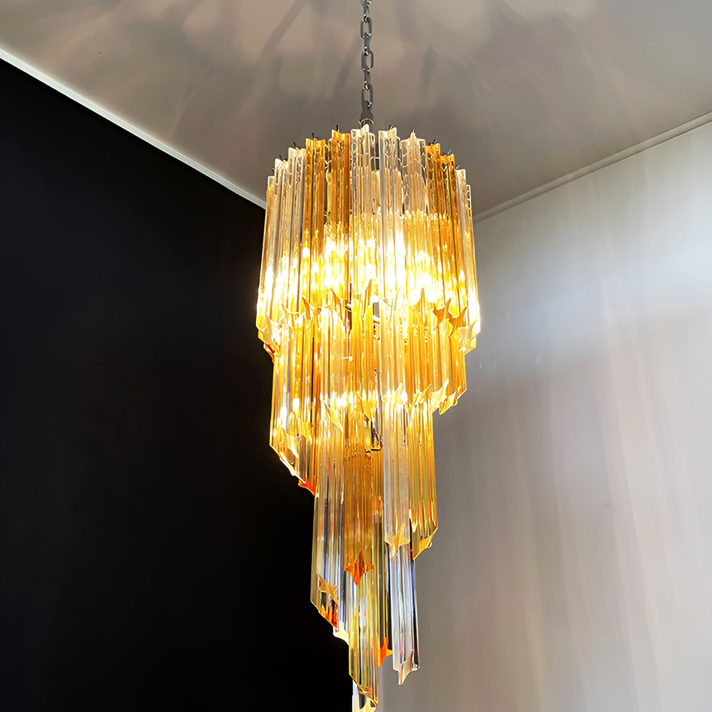 Aurora Chandelier Spiral Pink Prism Tiered-Neutral Decor