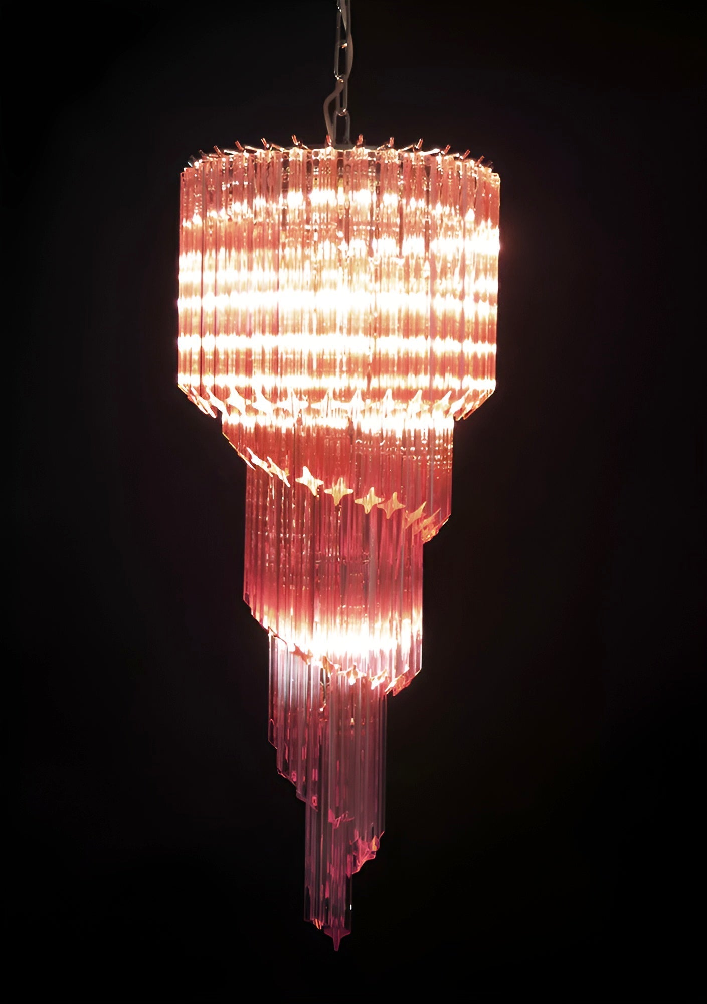 Aurora Chandelier Spiral Pink Prism Tiered-Neutral Decor