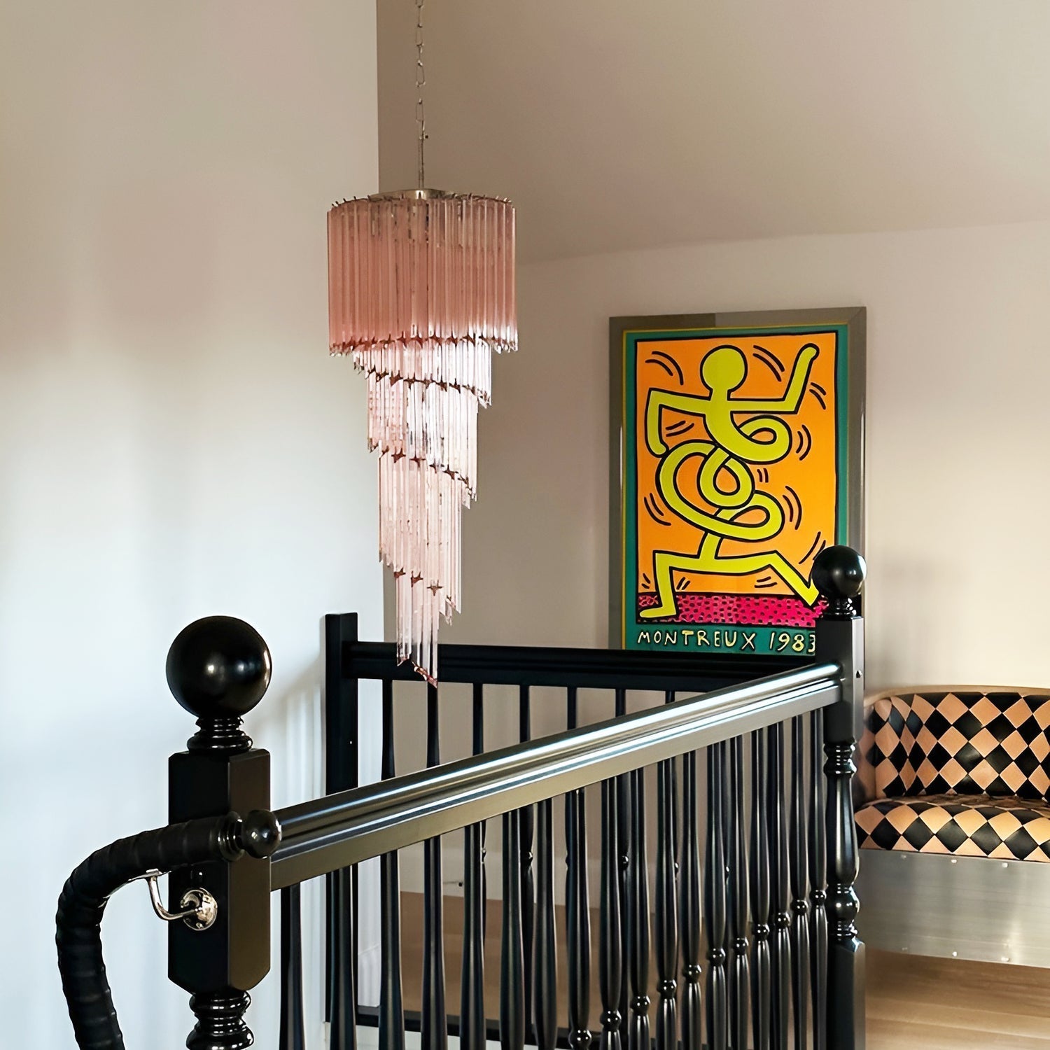 Aurora Chandelier Spiral Pink Prism Tiered-Neutral Decor