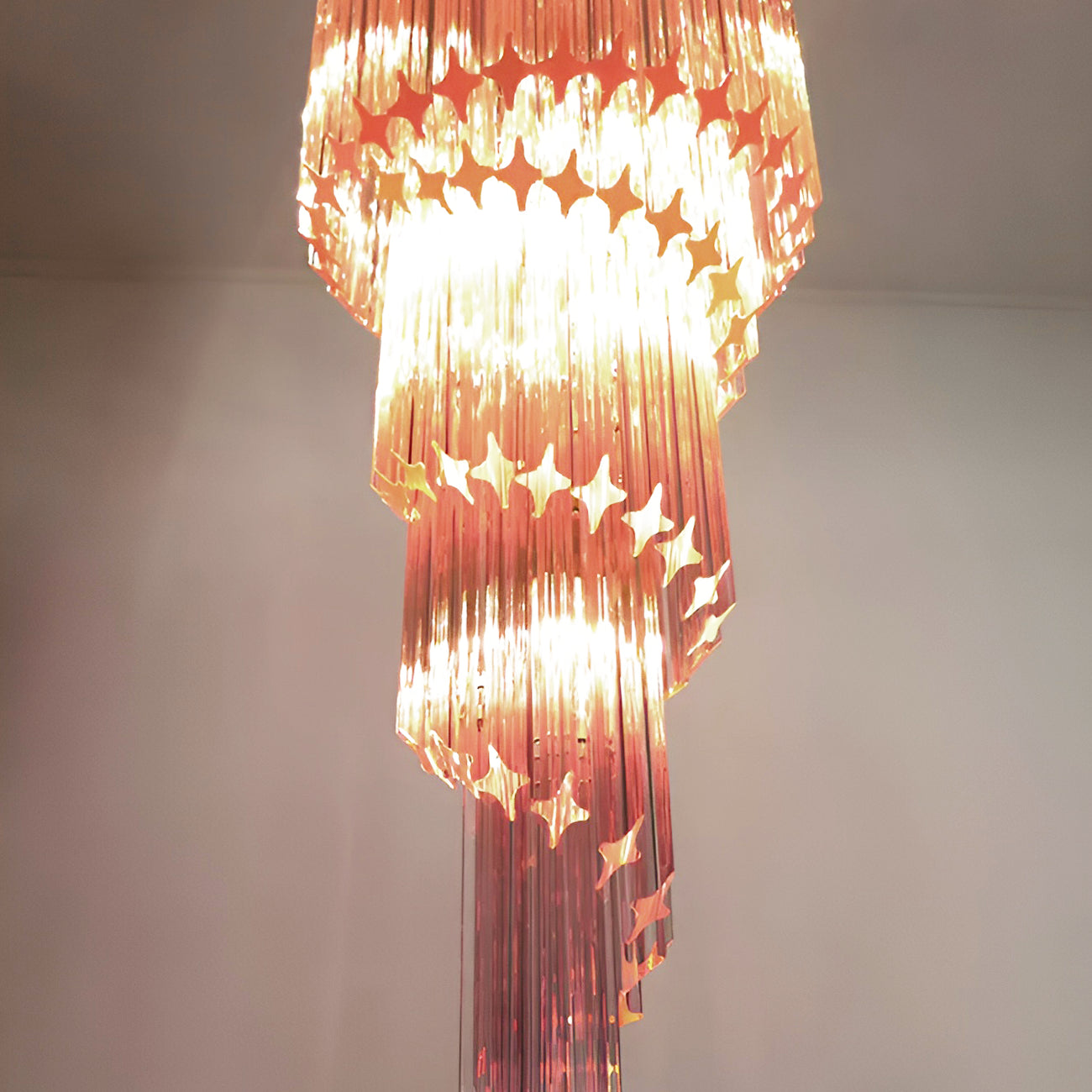 Aurora Chandelier Spiral Pink Prism Tiered-Neutral Decor