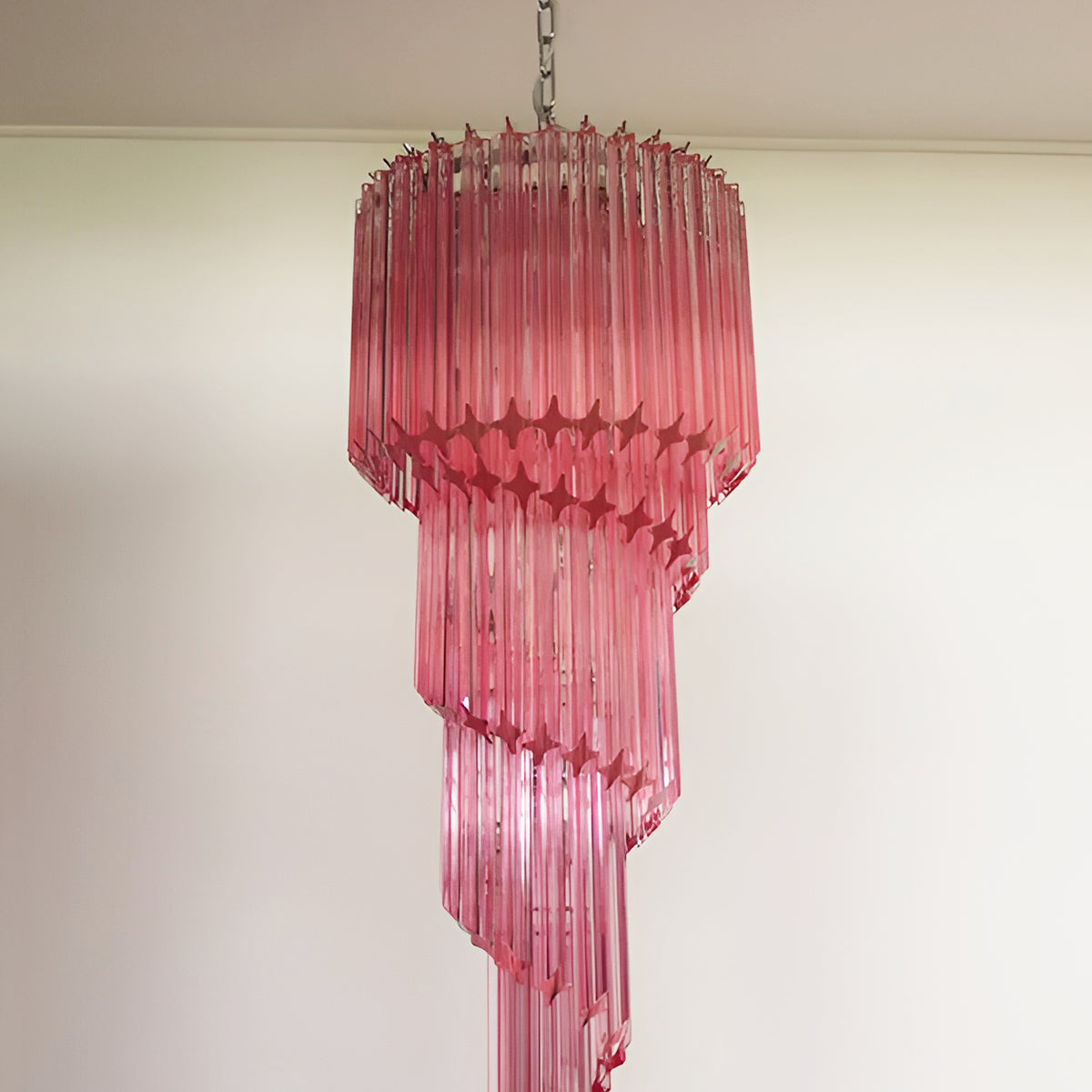 Aurora Chandelier Spiral Pink Prism Tiered-Neutral Decor
