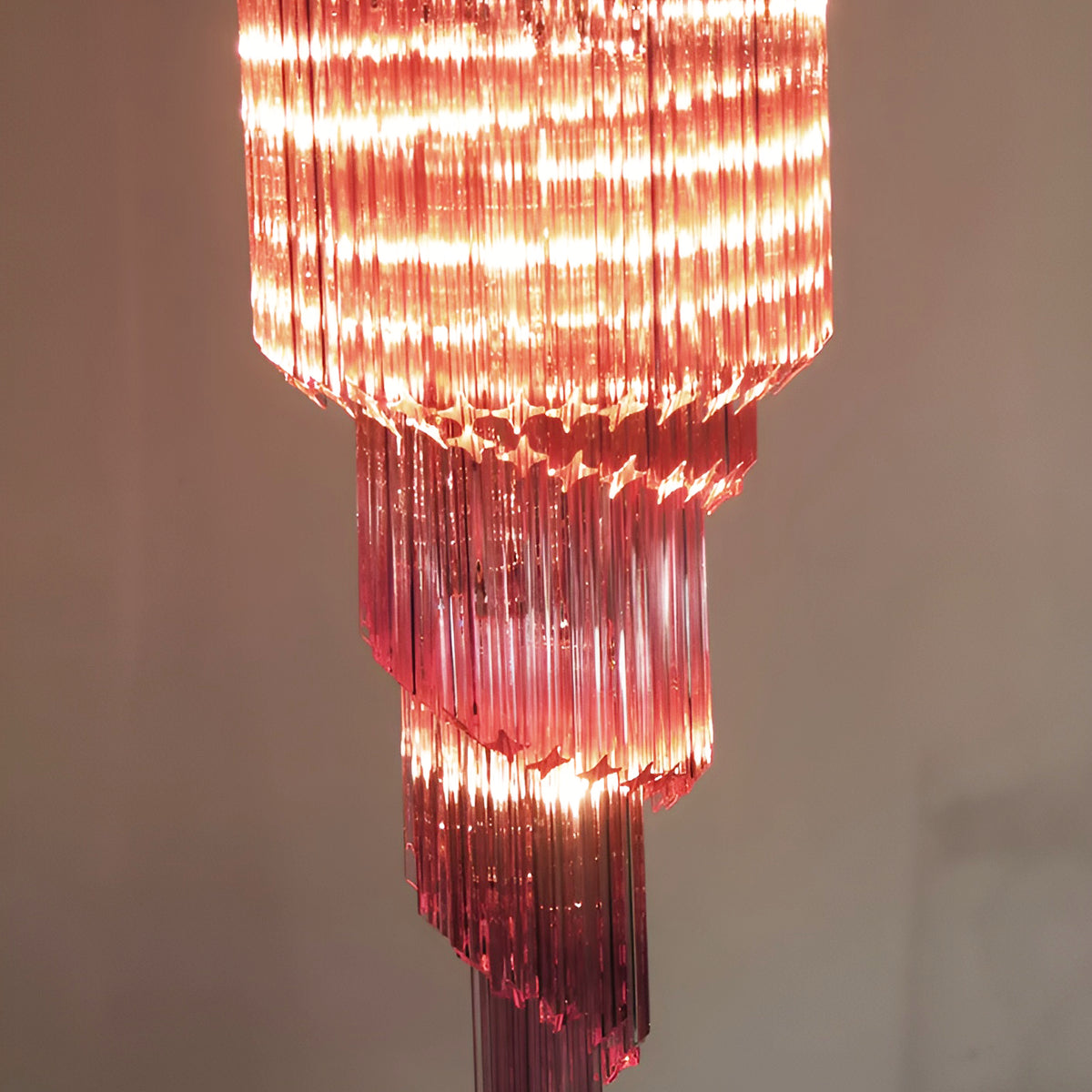 Aurora Chandelier Spiral Pink Prism Tiered-Neutral Decor