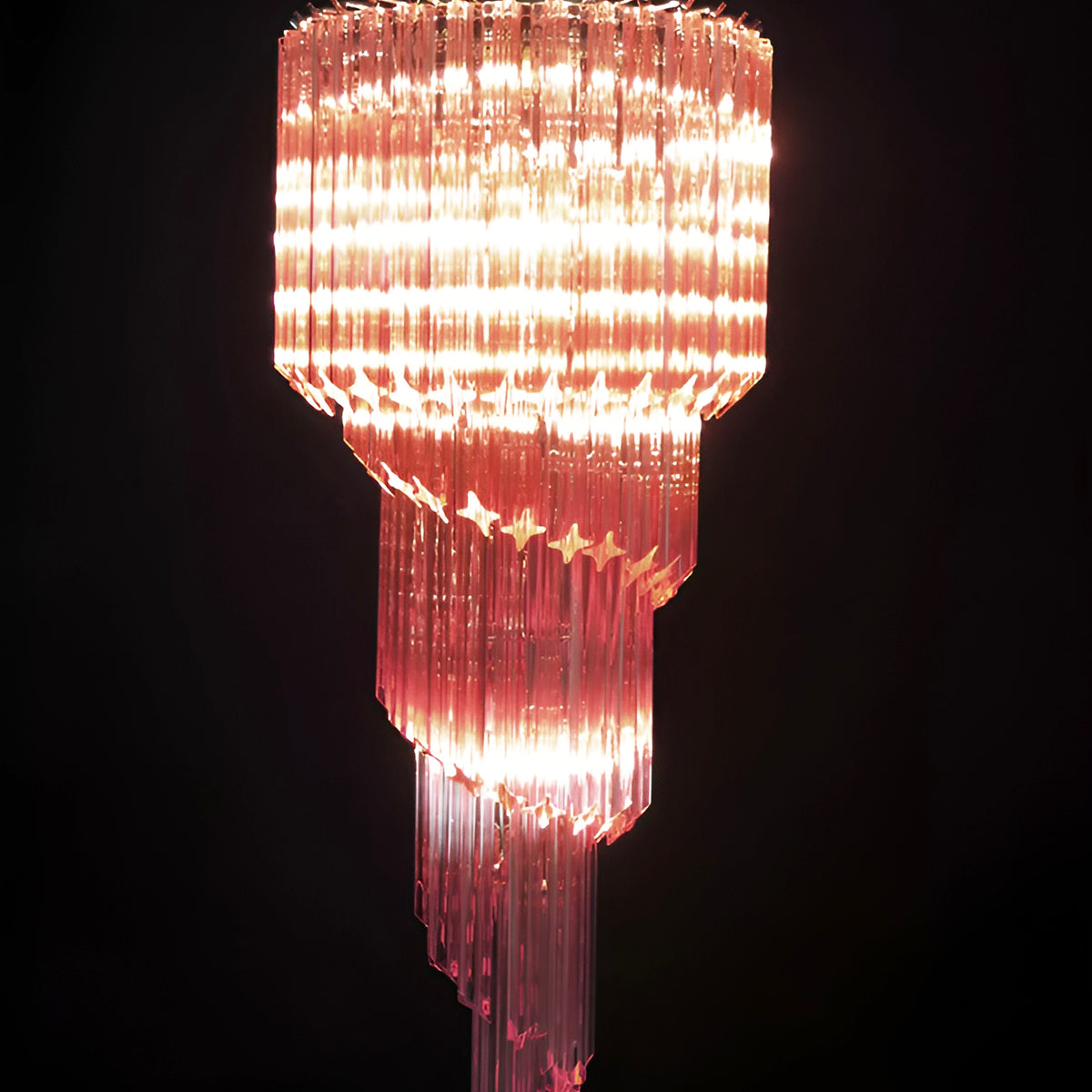 Aurora Chandelier Spiral Pink Prism Tiered-Neutral Decor