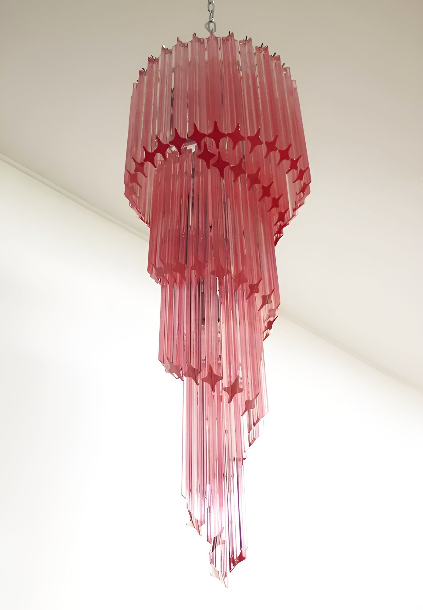Aurora Chandelier Spiral Pink Prism Tiered-Neutral Decor
