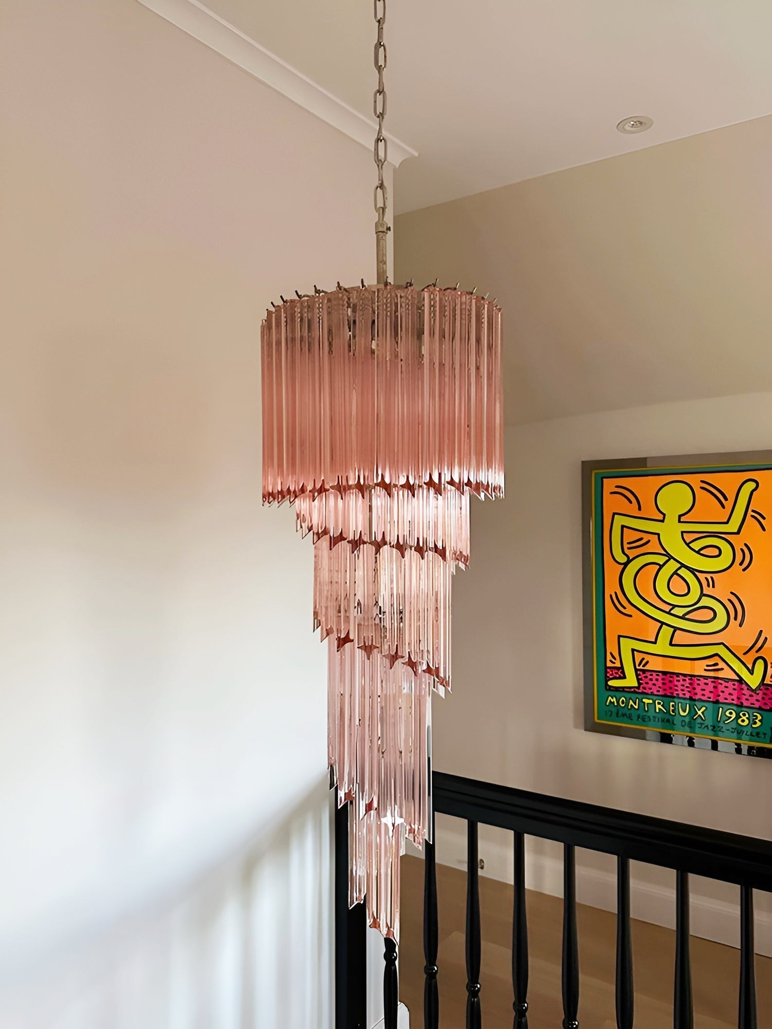 Aurora Chandelier Spiral Pink Prism Tiered-Neutral Decor
