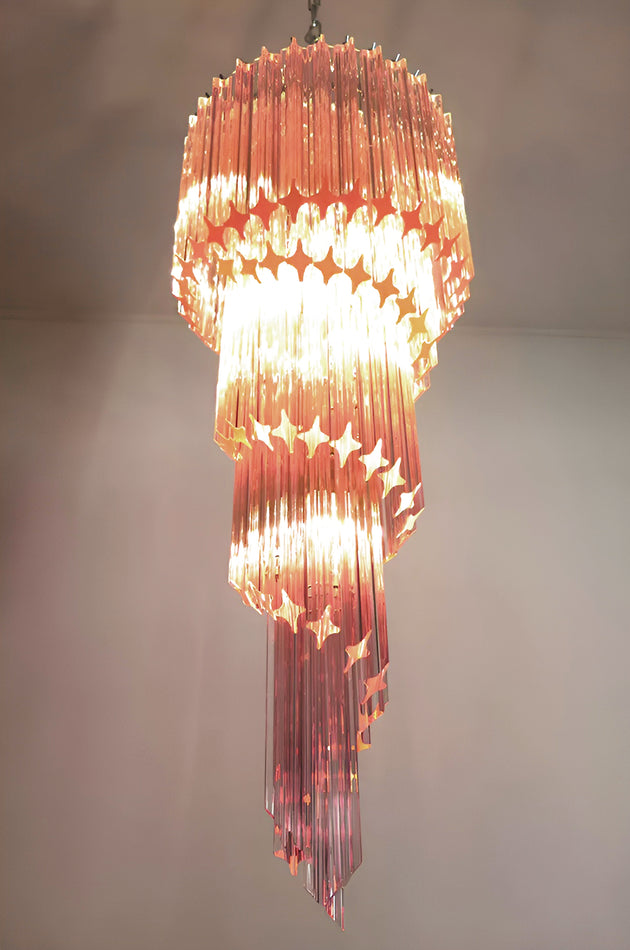 Aurora Chandelier Spiral Pink Prism Tiered-Neutral Decor