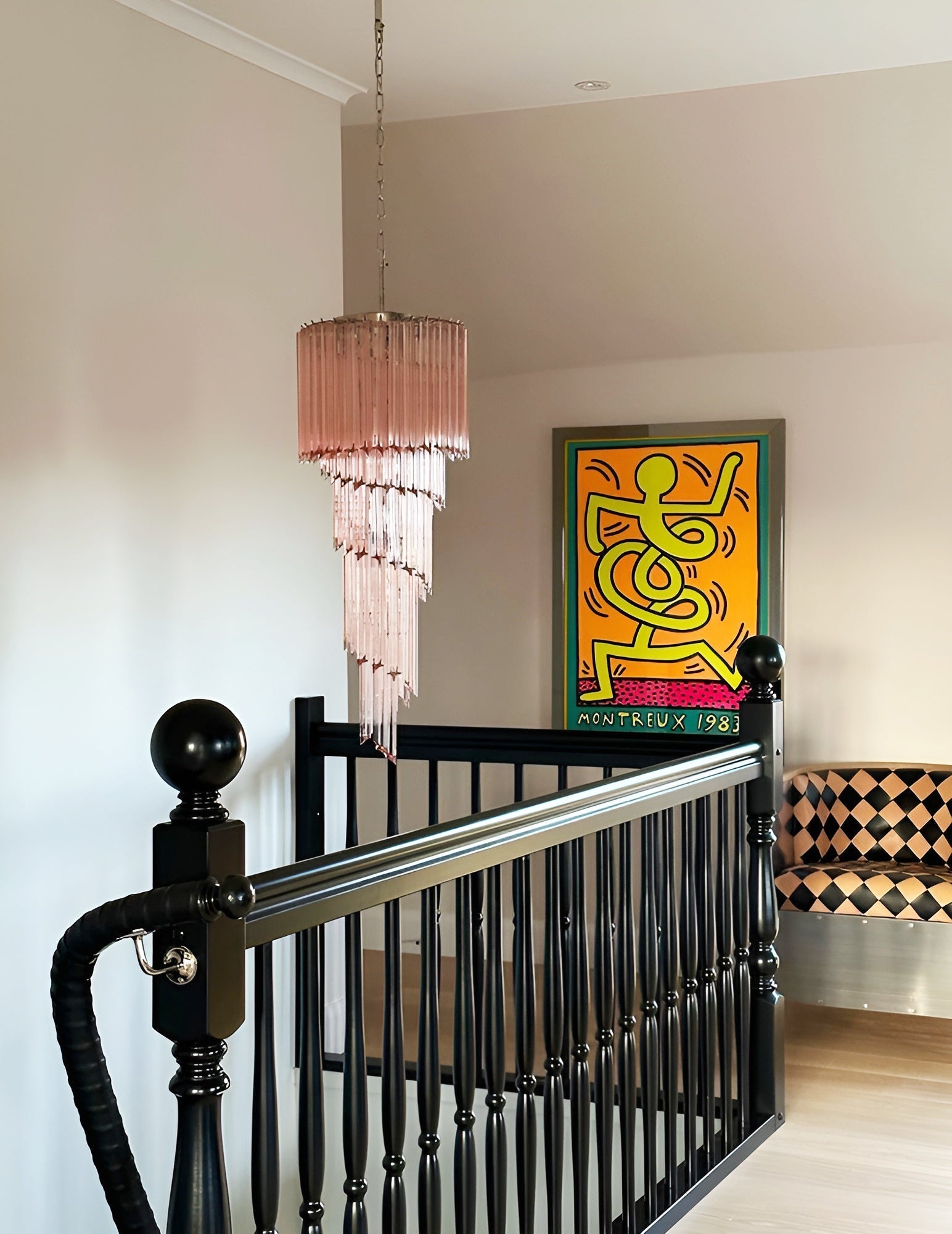 Aurora Chandelier Spiral Pink Prism Tiered-Neutral Decor