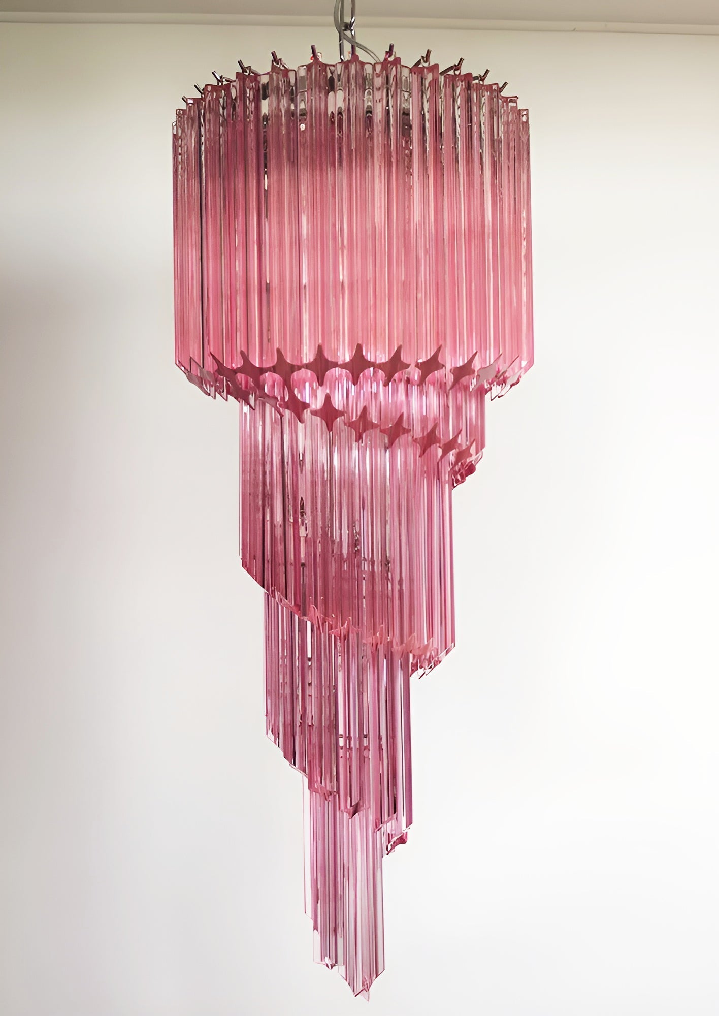 Aurora Chandelier Spiral Pink Prism Tiered-Neutral Decor