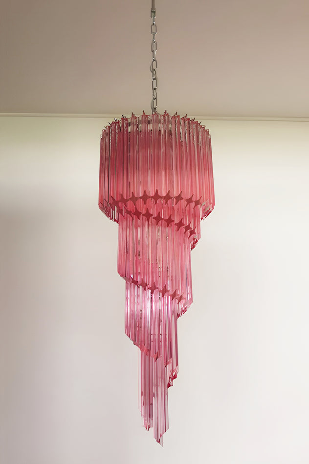 Aurora Chandelier Spiral Pink Prism Tiered-Neutral Decor