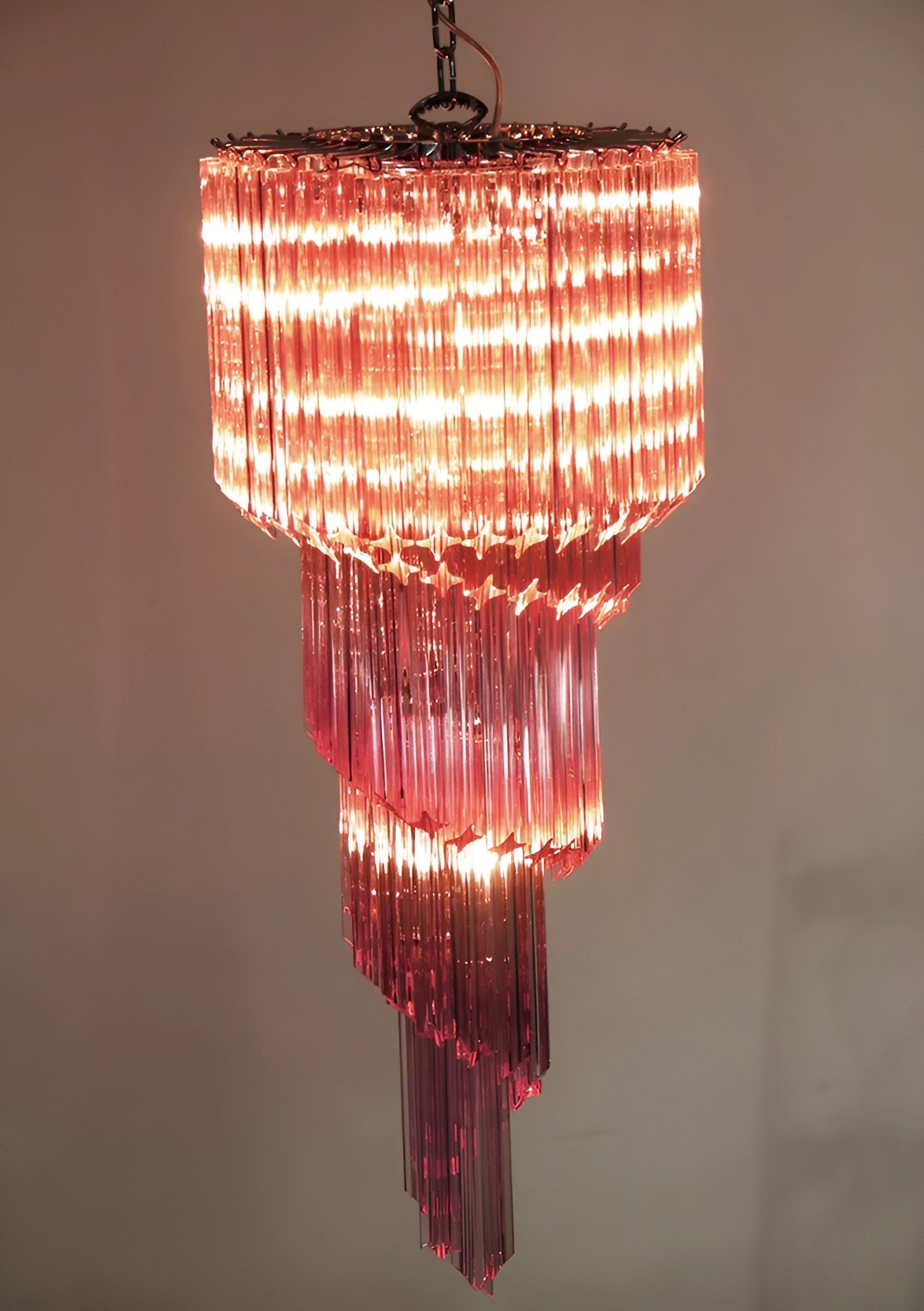 Aurora Chandelier Spiral Pink Prism Tiered-Neutral Decor