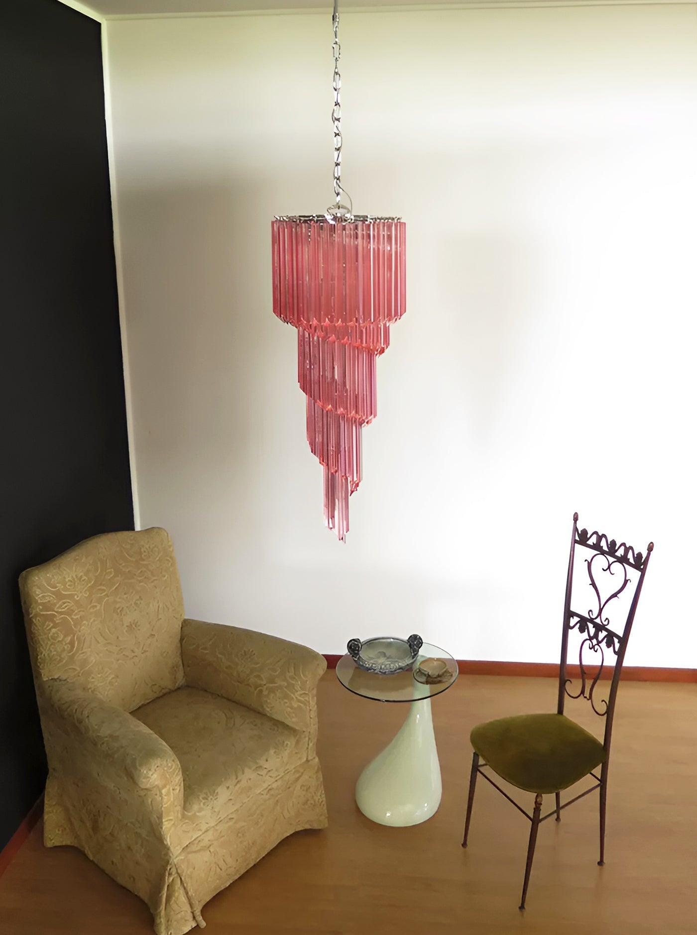 Aurora Chandelier Spiral Pink Prism Tiered-Neutral Decor
