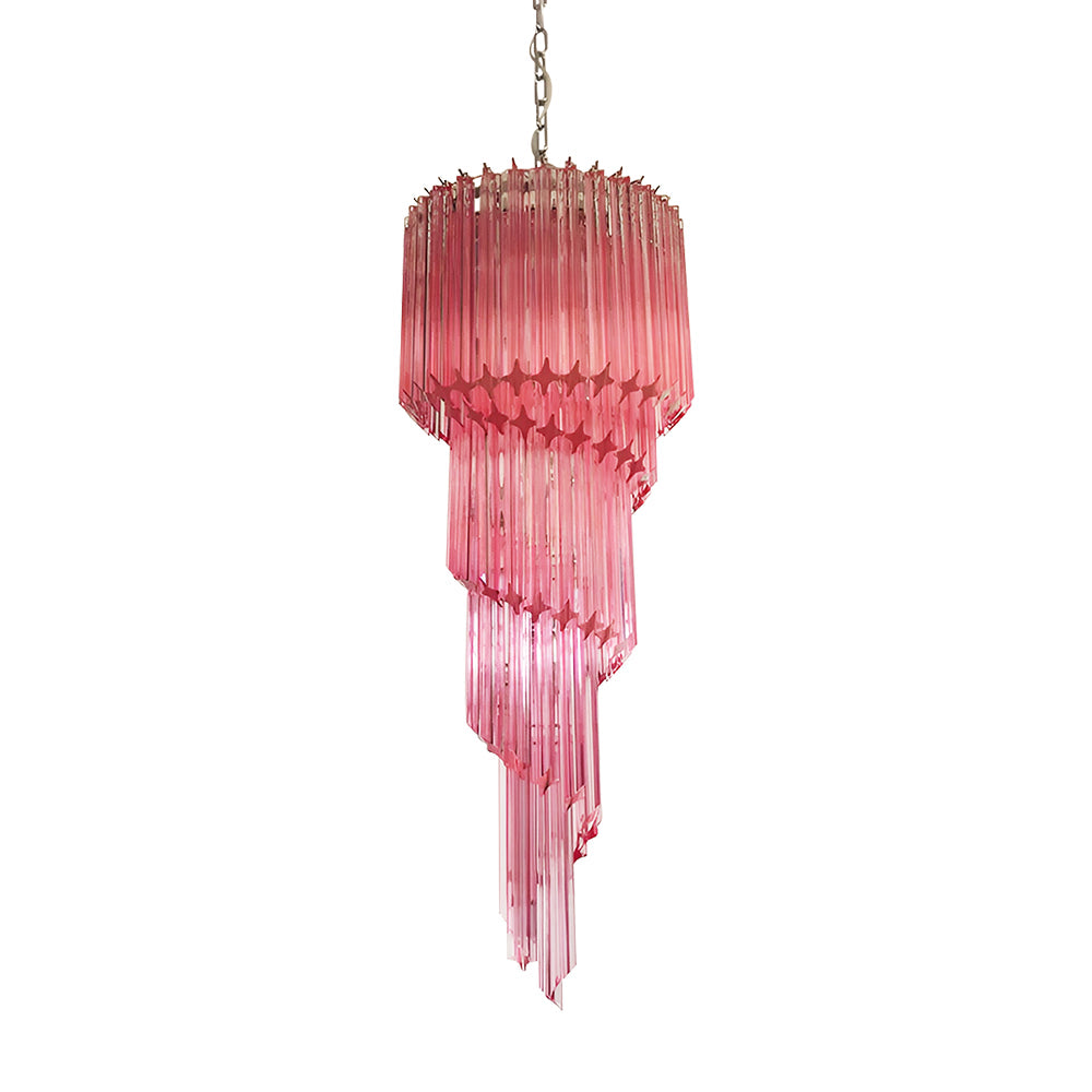 Aurora Chandelier Spiral Pink Prism Tiered-Neutral Decor