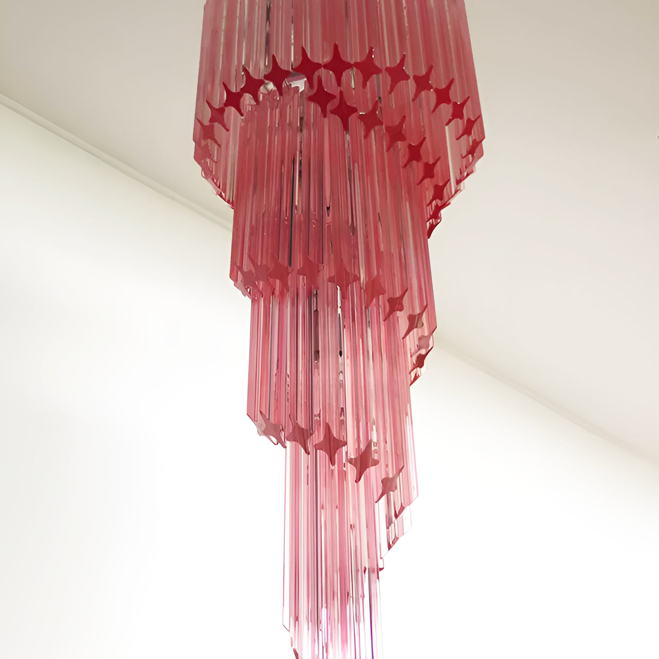 Aurora Chandelier Spiral Pink Prism Tiered-Neutral Decor