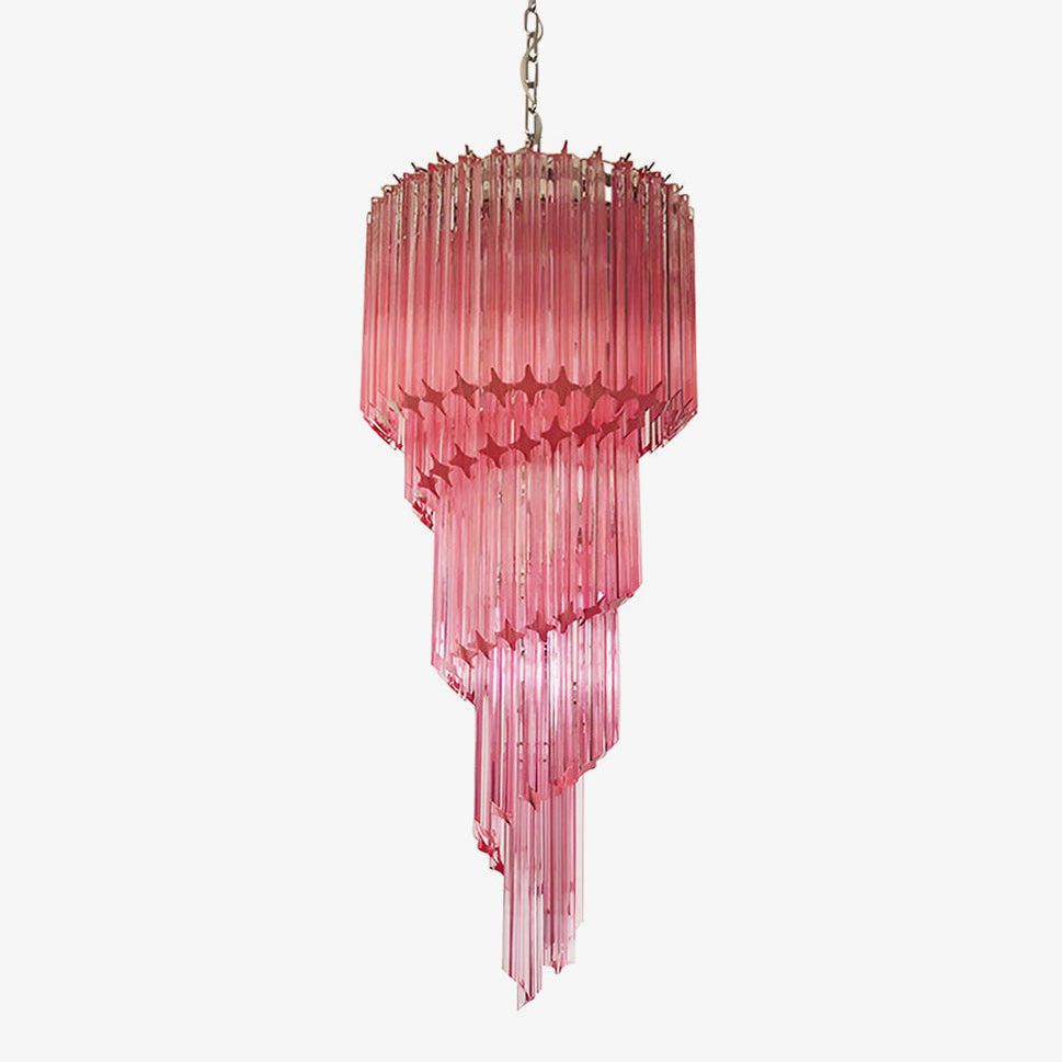 Aurora Chandelier Spiral Pink Prism Tiered-Neutral Decor