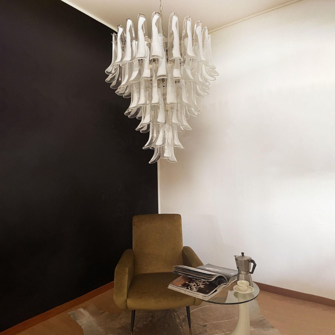 Aurora Chandelier Murano Glass Petals Vintage-Neutral Decor
